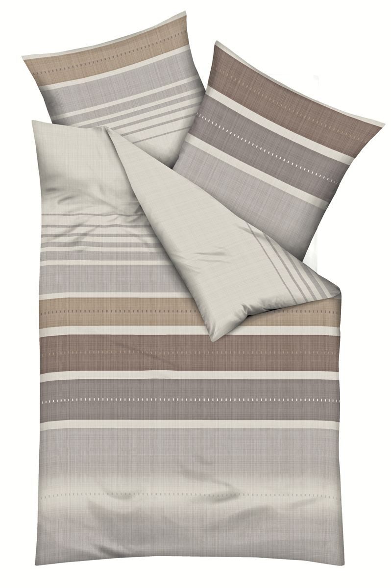 JACK Bettwäsche Structure Nougat Streifen Grau Beige Kaeppel, Biber, 2 teil günstig online kaufen