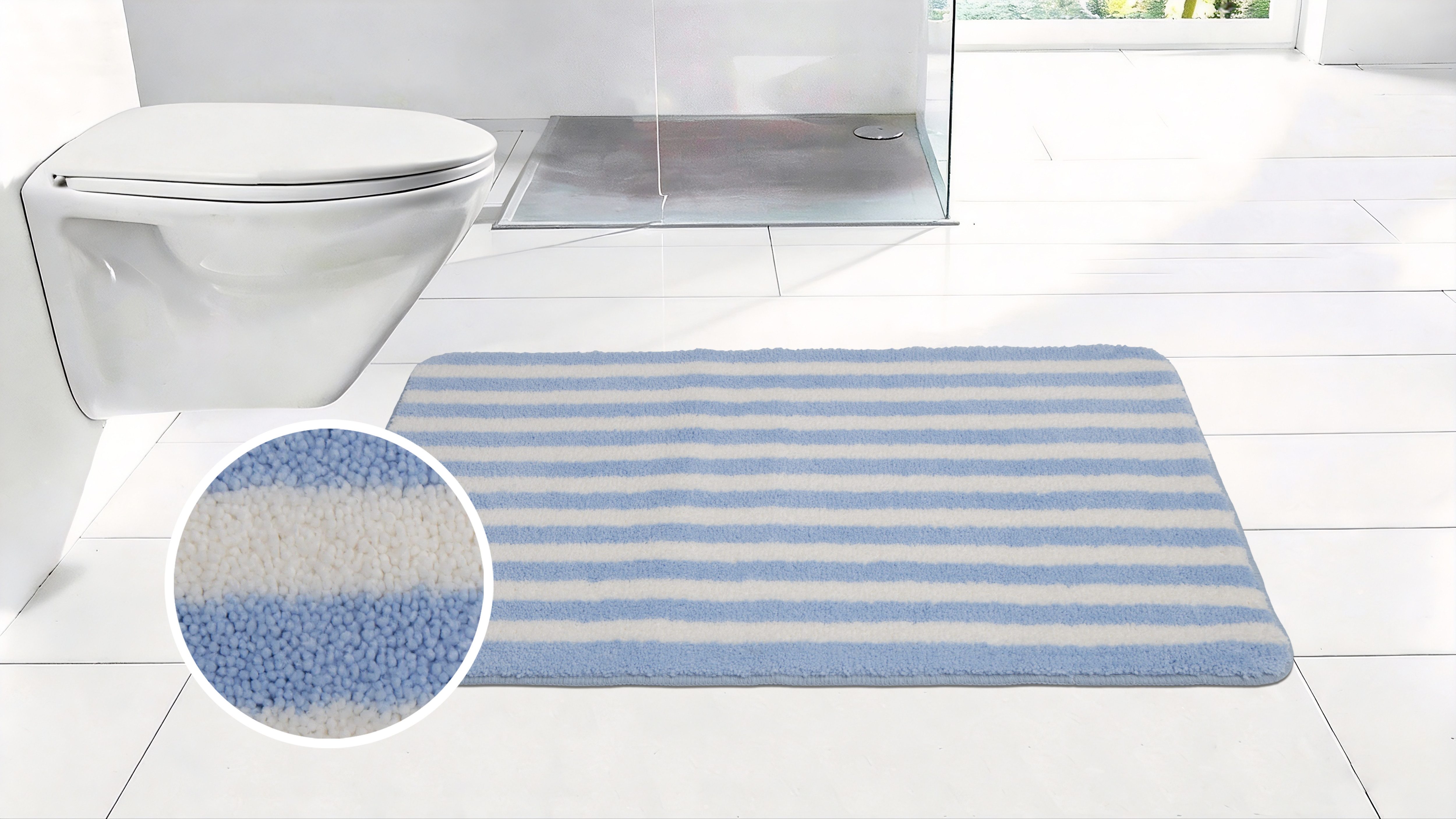 OTTO home Badematte Streifen, Jannika, Badvorleger, Badezimmer Teppich, Höhe 12 mm, rutschhemmend beschichtet, schnell trocknend, fußbodenheizungsgeeignet, Polyester, rechteckig, Scandi, modern, gestreift, Badteppich, Badematten