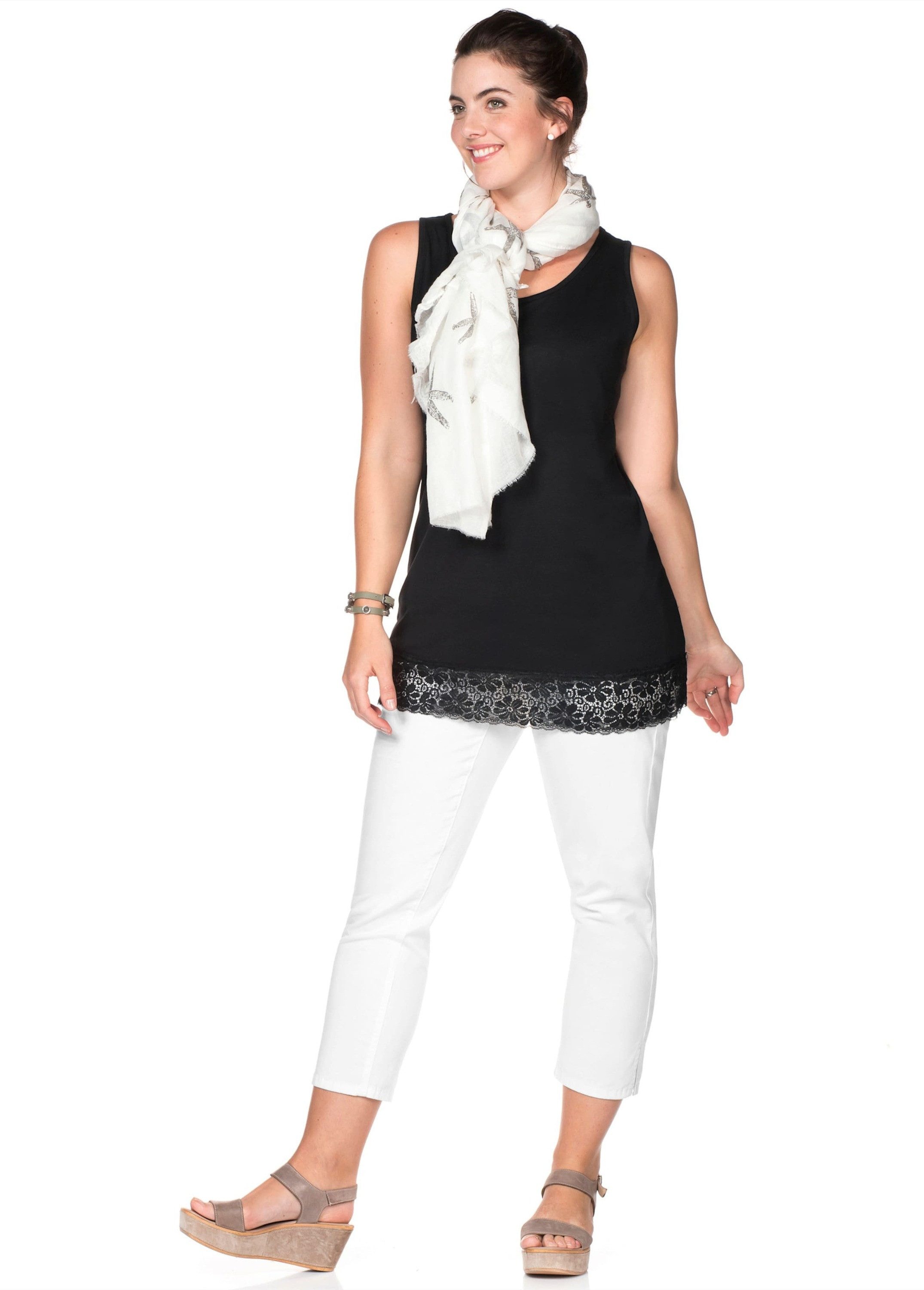 Sheego Shirttop Longtop Ärmellos