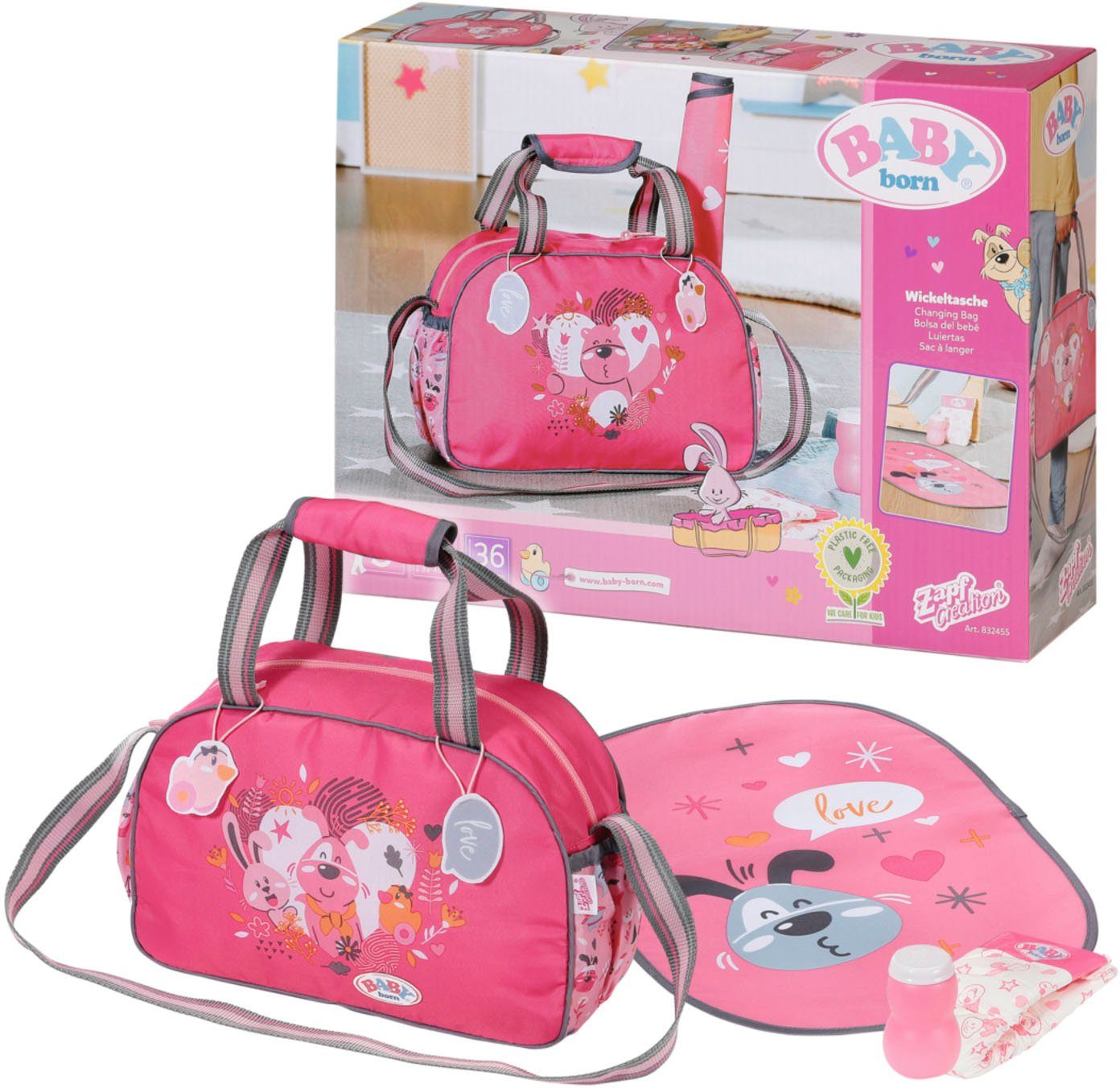 Puppen Wickeltasche mit Wickelunterlage