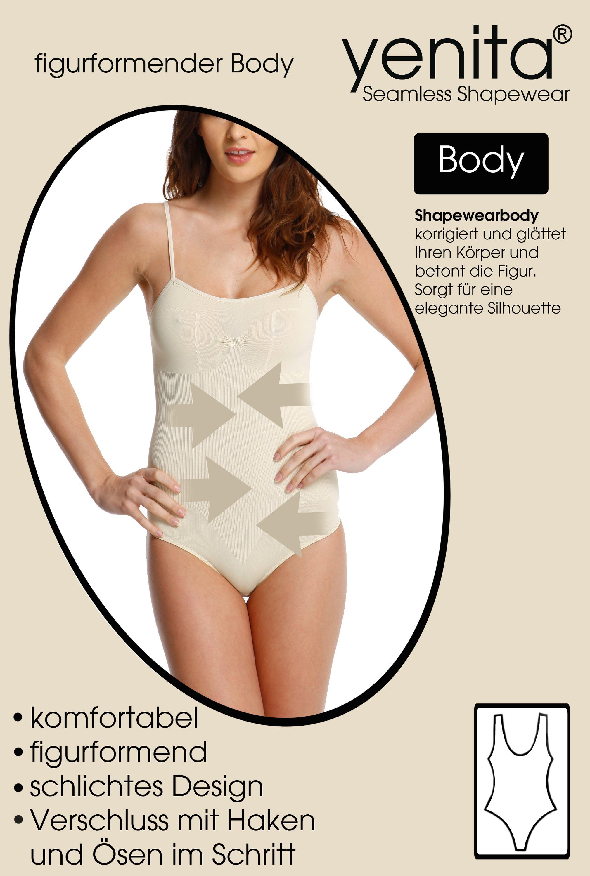 Yenita® Shaping-Body Bügel mit Shapingeffekt weiss ohne