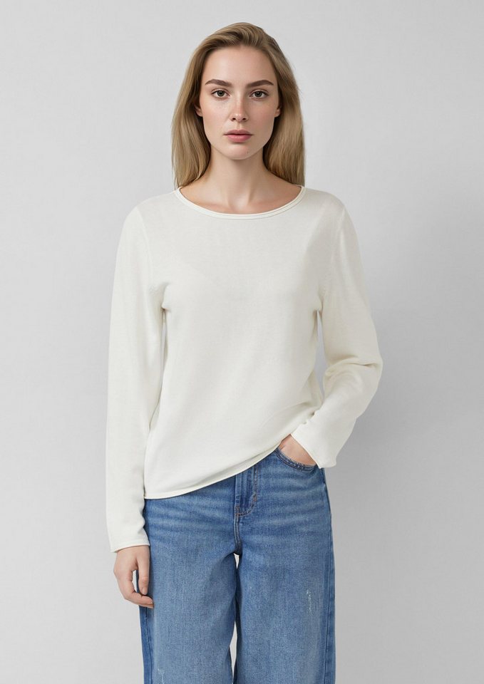 s.Oliver Longpullover Strickpullover Feinstrickpullover mit Rollkanten