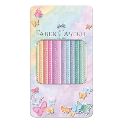 Faber-Castell Buntstift Sparkle Pastell, (12-tlg), Pastellfarben, im Metalletui und mit Glitzerapplikationen
