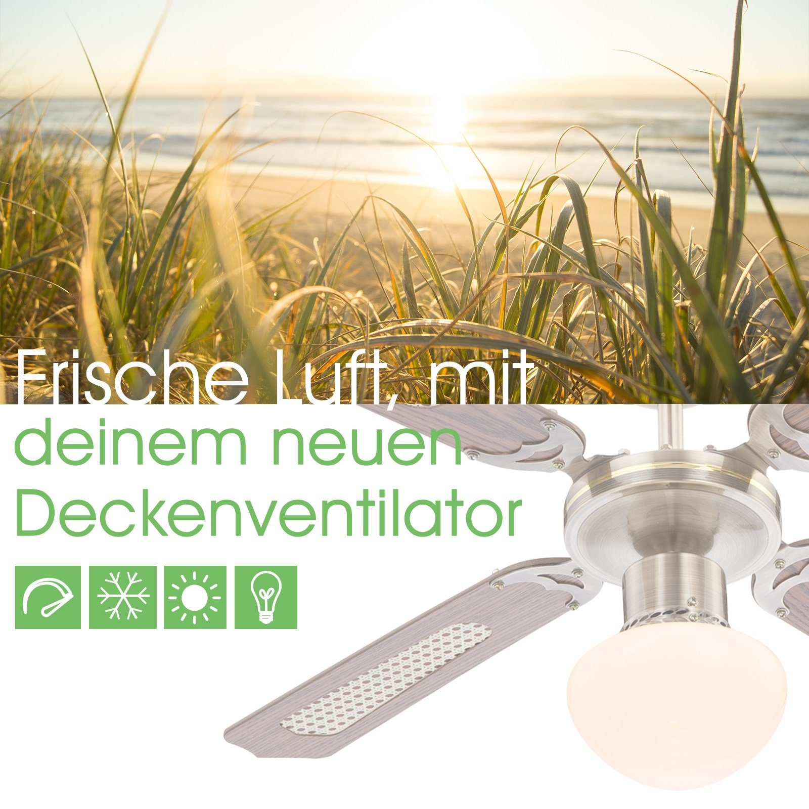 mit Deckenventilator sehr Pflegetuch Deckenventilator leise bmf-versand inkl. Licht Deckenlampe