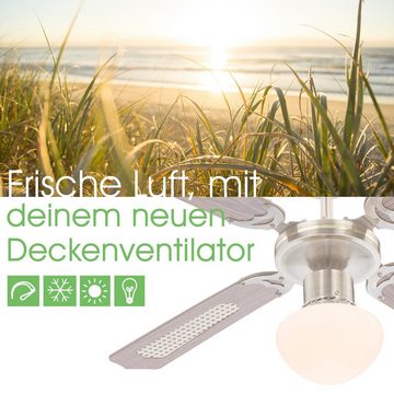 bmf-versand Deckenventilator Deckenventilator sehr leise mit Licht Deckenlampe inkl. Pflegetuch