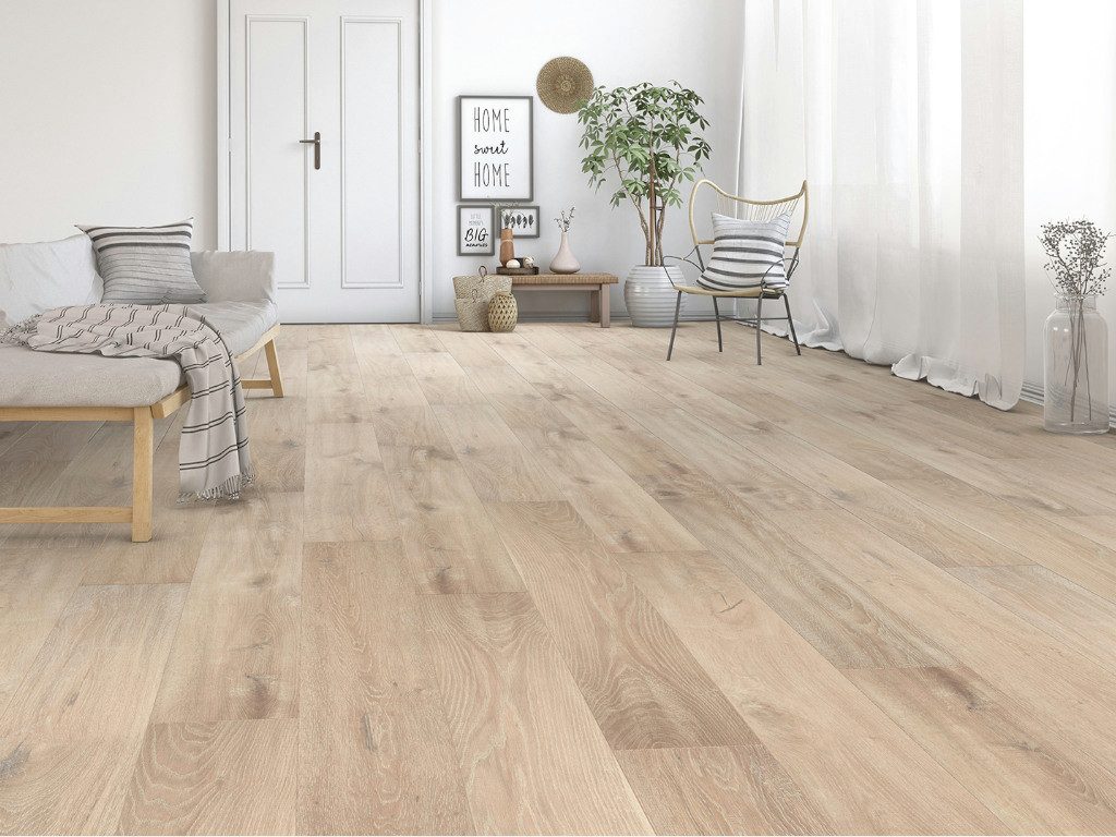 BASICfloor Laminat Laminat Eiche gekalkt beige Landhausdiele