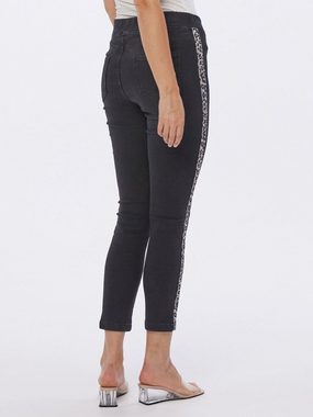 Body Needs Sweatjeans Jeggings figurbetont mit Leoprint-Galonstreifen