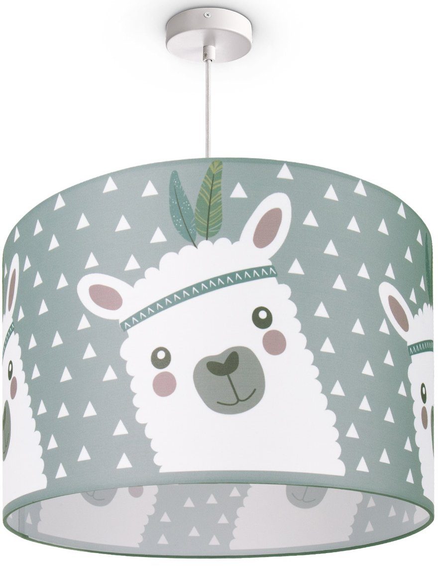 Paco Home Pendelleuchte Ela 214, ohne Leuchtmittel, Kinderlampe Deckenlampe LED Kinderzimmer Lampe Lama-Motiv, E27