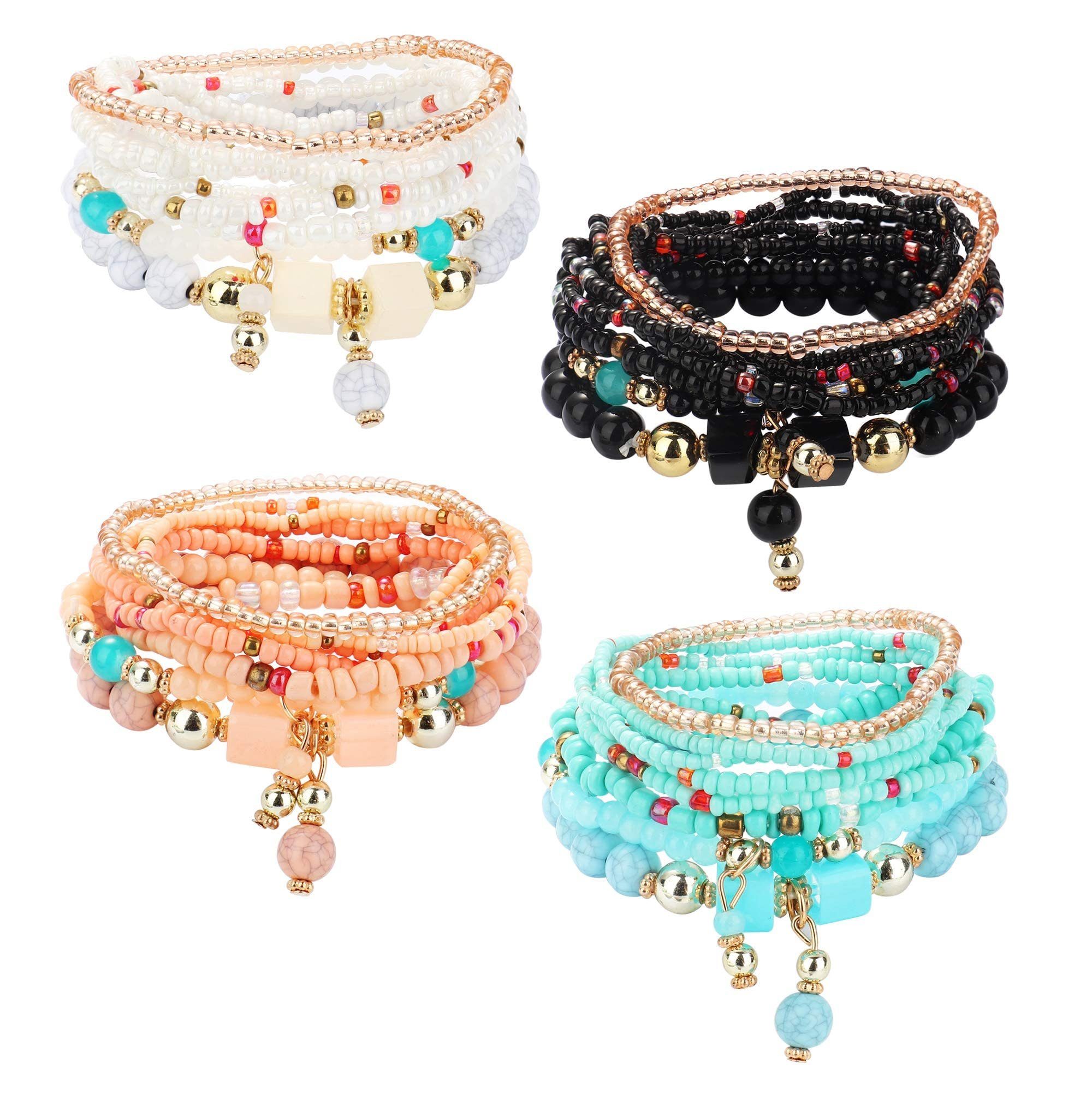 Housruse Bettelarmband »Armband-Set, mehrreihige Stretch-Armbänder,  Perlenarmbänder für Frauen« (4-tlg)