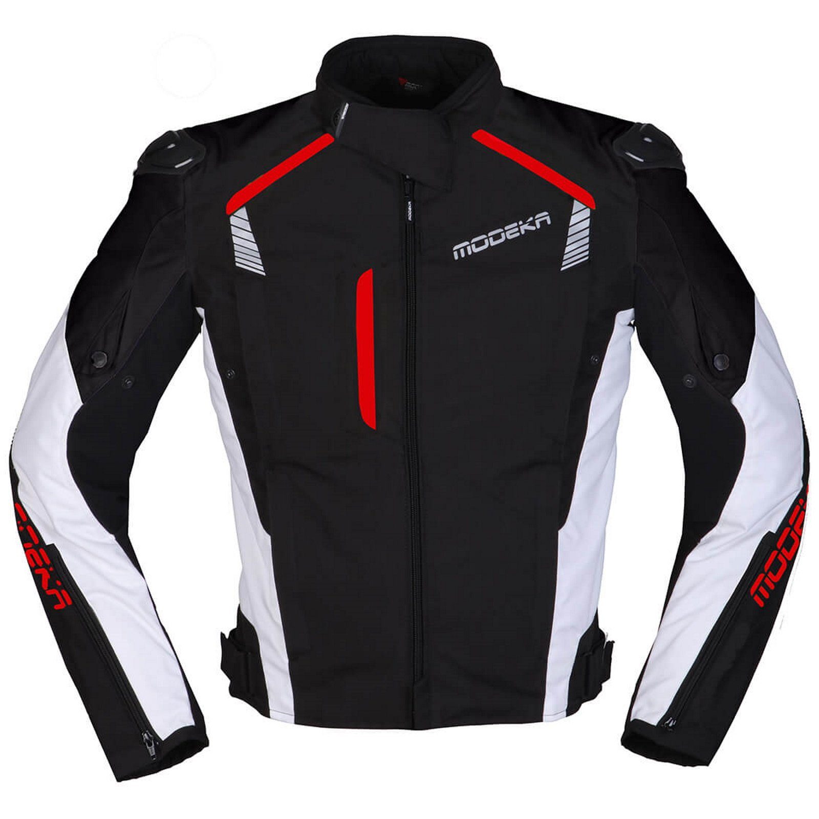 Textiljacke / Black/Red/White Modeka schwarz Lineos Motorradjacke rot / weiß Modeka