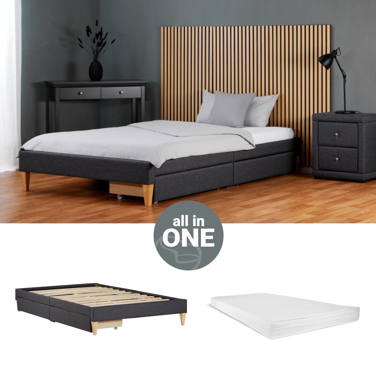 Homestyle4u Polsterbett 90x200 oder 140x200 Grau günstig online kaufen