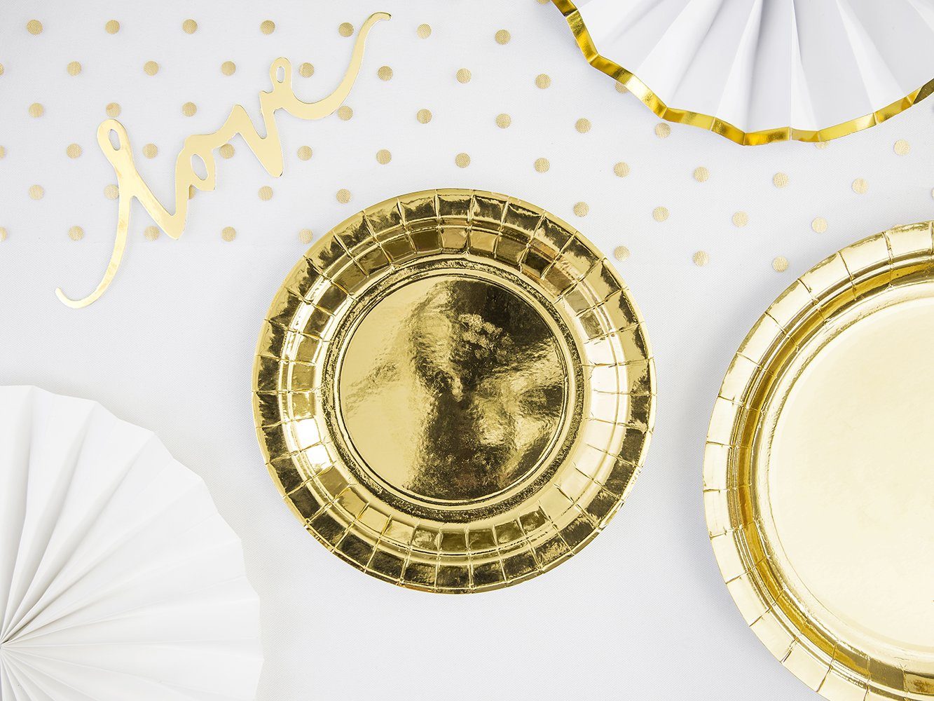 partydeco Pappteller, Pappteller rund 18cm gold 6er Set