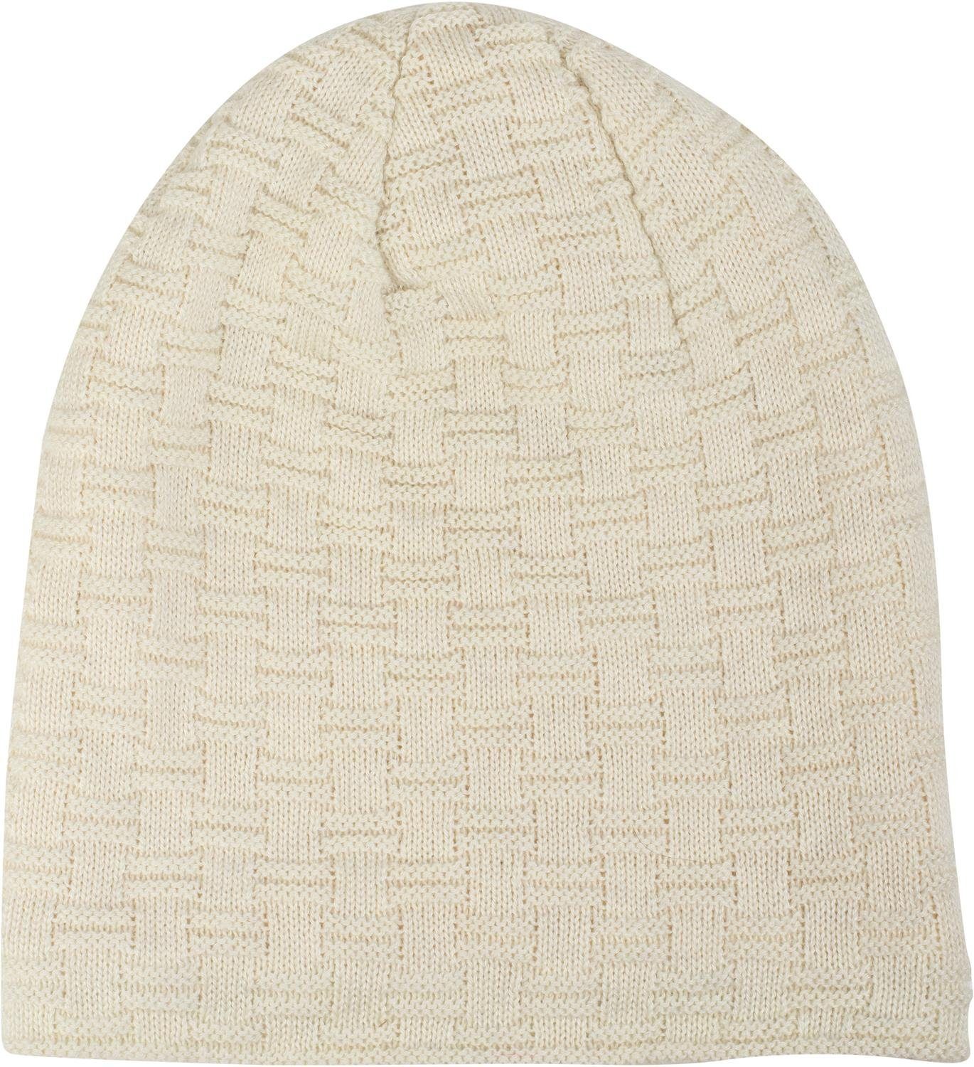 Creme-Beige styleBREAKER (1-St) Muster Teddyfleece Flecht Beanie Strickmütze Feinstrick mit und