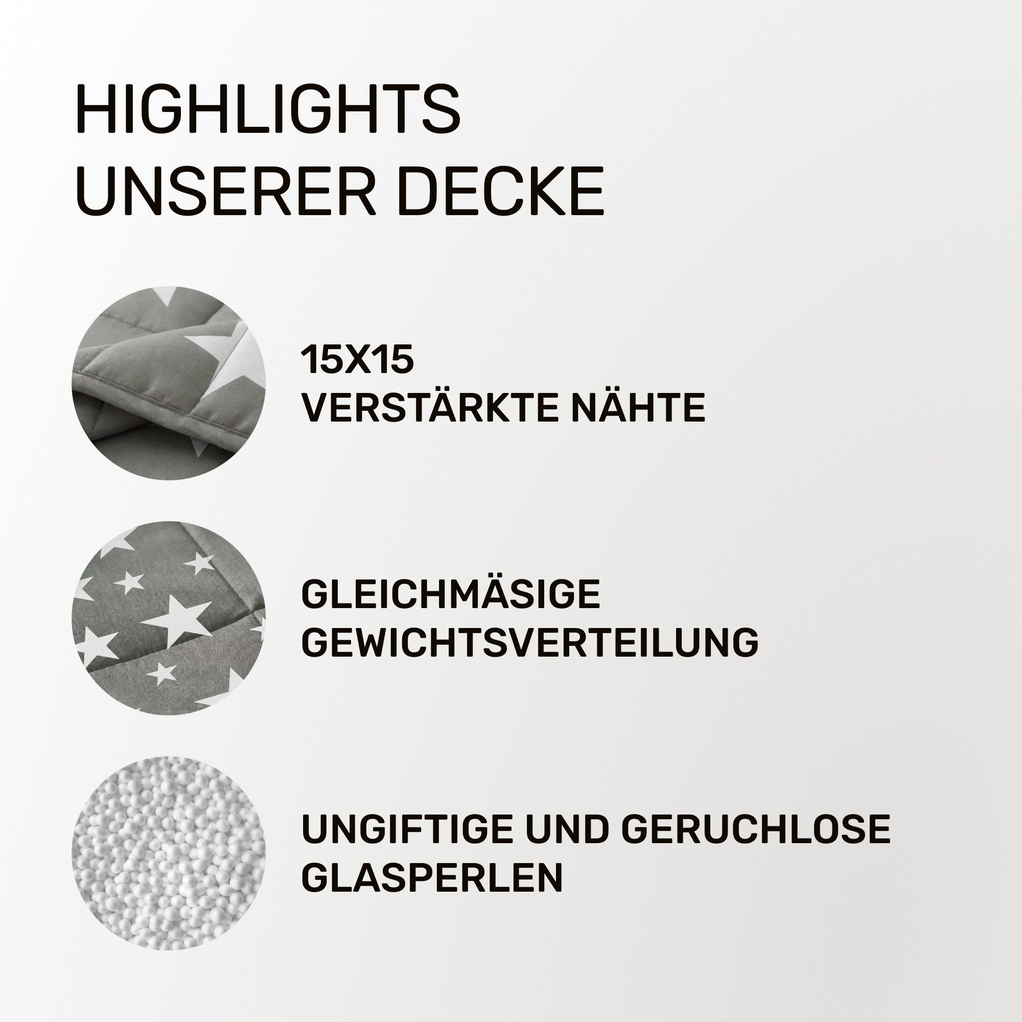 Dailydream Gewichtsdecke für Kinder, beschwerte Decke, Baumwolle oder Fleece, Füllung: Glasperlen, Gleichmäßige Gewichtsverteilung, doppelte Nähte, Handwäsche möglich