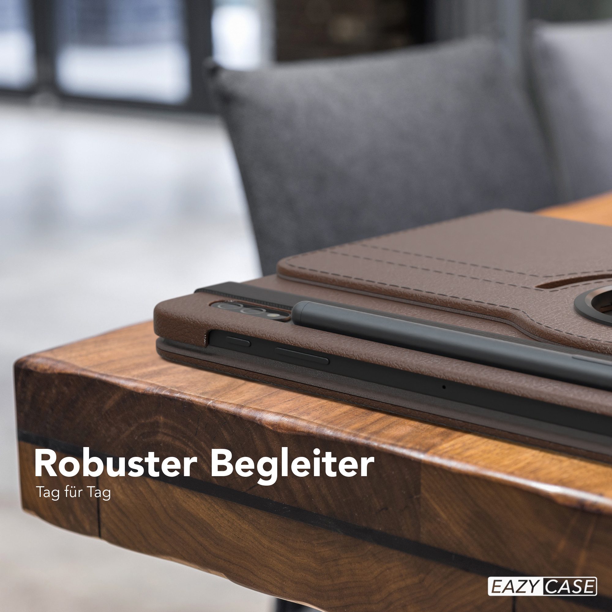 EAZY CASE Tablet-Hülle Rotation Case für Samsung Galaxy Tab S8 / Tab S7 11 Zoll, Schutztasche Tablet Case 360 Rotation Bookcover zum Aufstellen Braun