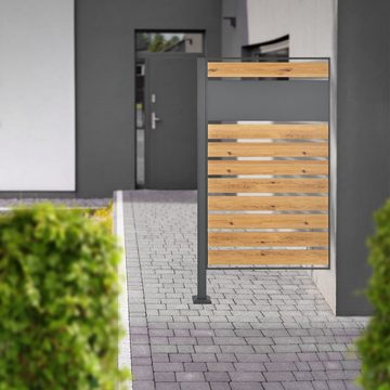 ML-DESIGN Mülltonnenbox Mülltonnenzaun Mülltonnenverkleidung Mülltonnenaufbewahrung, Anthrazit-Holzoptik Stahl 83x150cm rostfre massiv Erweiterungsmodul