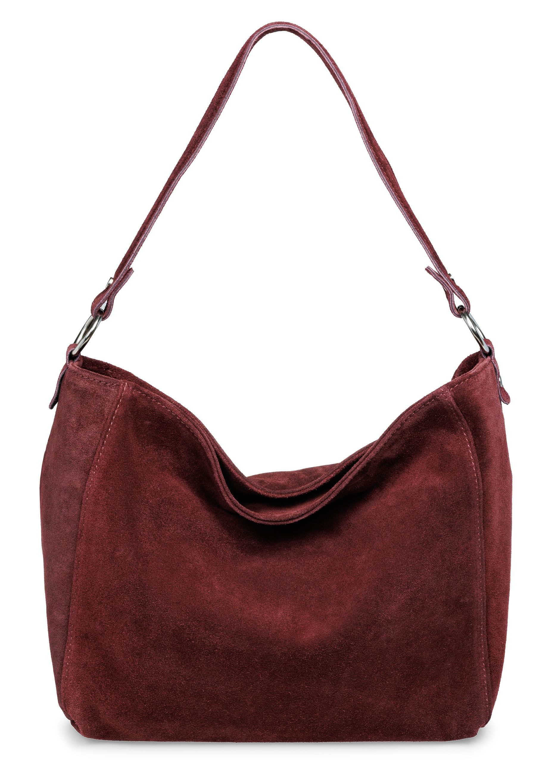 Caspar Schultertasche Große Veloursleder Handtasche Klassisch - PREMIUM LINE - Modell No.866, 100% italienisches Leder, samtig weich, angenehmer Tragekomfort