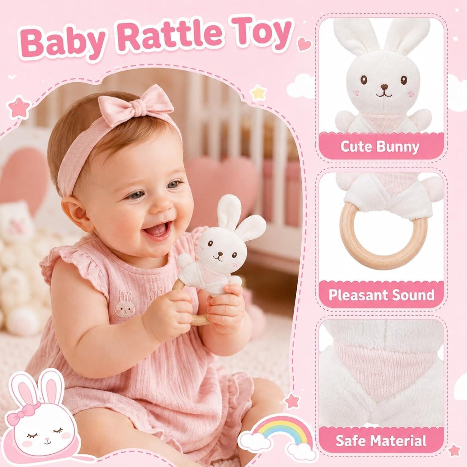LuxusKollektion Geschenkbox Baby Geschenkset 9-teilig Hase Baumwollkorb – Bild 3 von 5