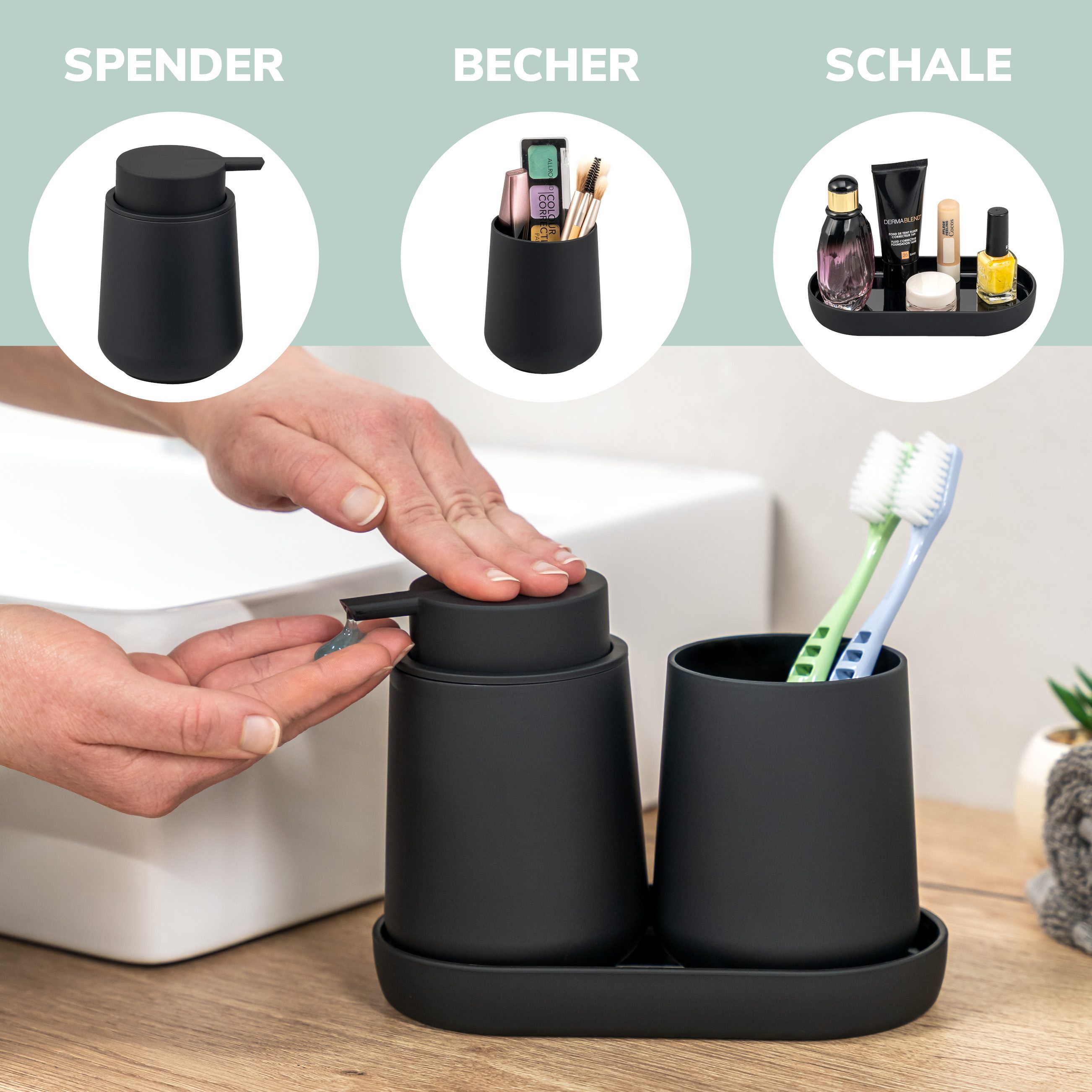 eluno Badaccessoire-Set TESERO 3tlg. Soft-Touch, 3 tlg.