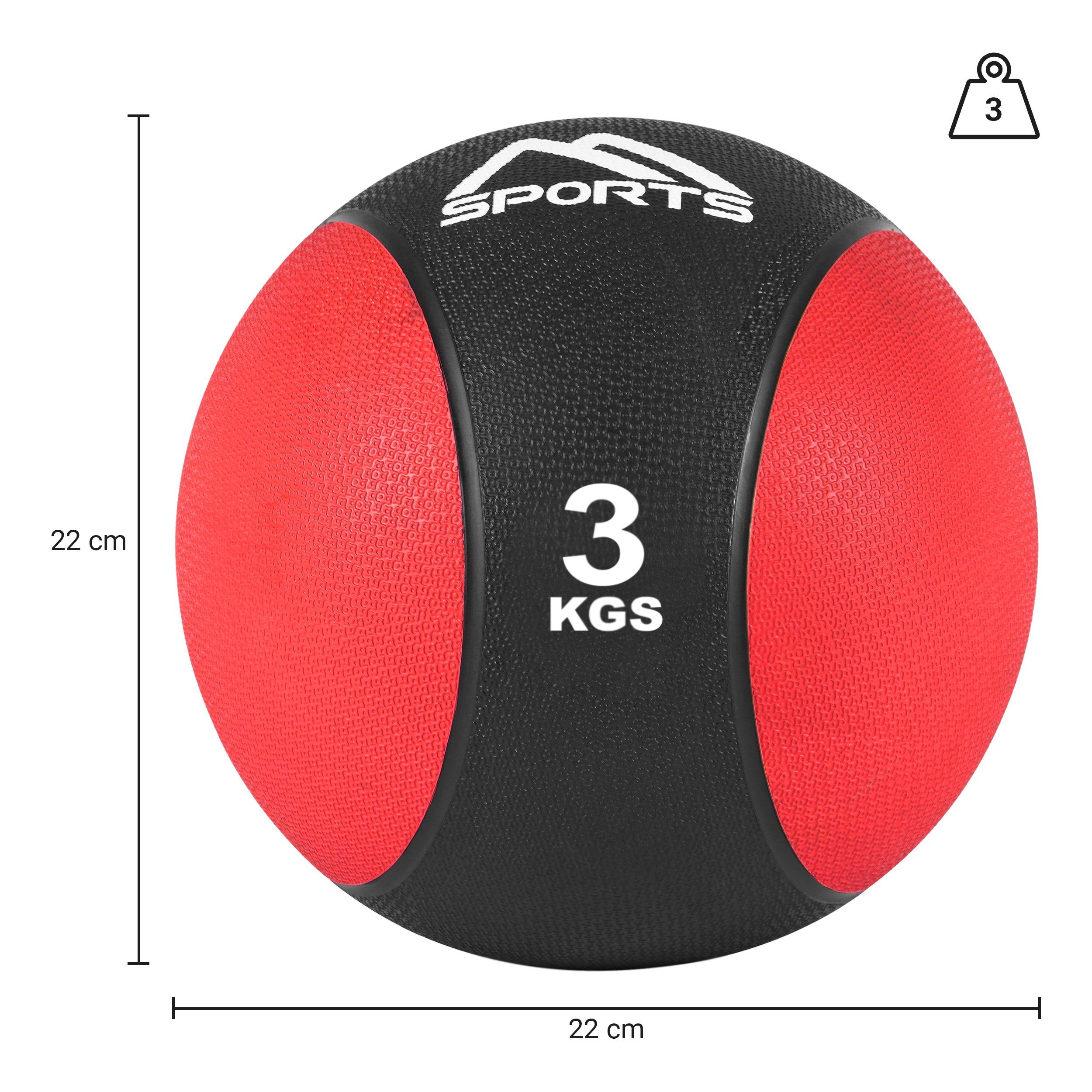 MSports® Medizinball Medizinball 10 Übungsposter Rot – inkl. - kg 1 3 kg –