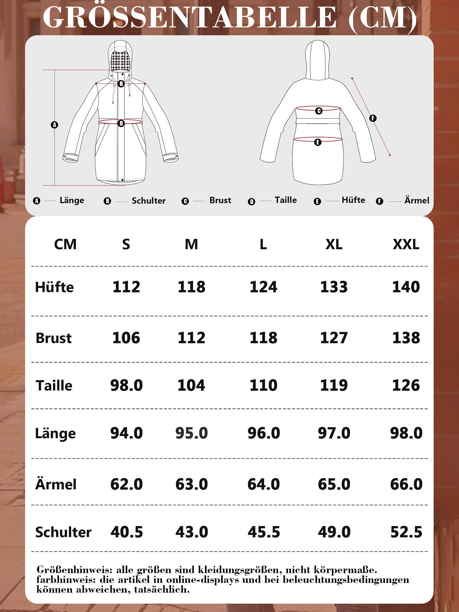 ATLASLAVA Regenjacke Damen mit Kapuze – wasserdicht & atmungsaktiv, Größen S–2XL Übergangsjacke Trenchcoat für Frühling und Herbst