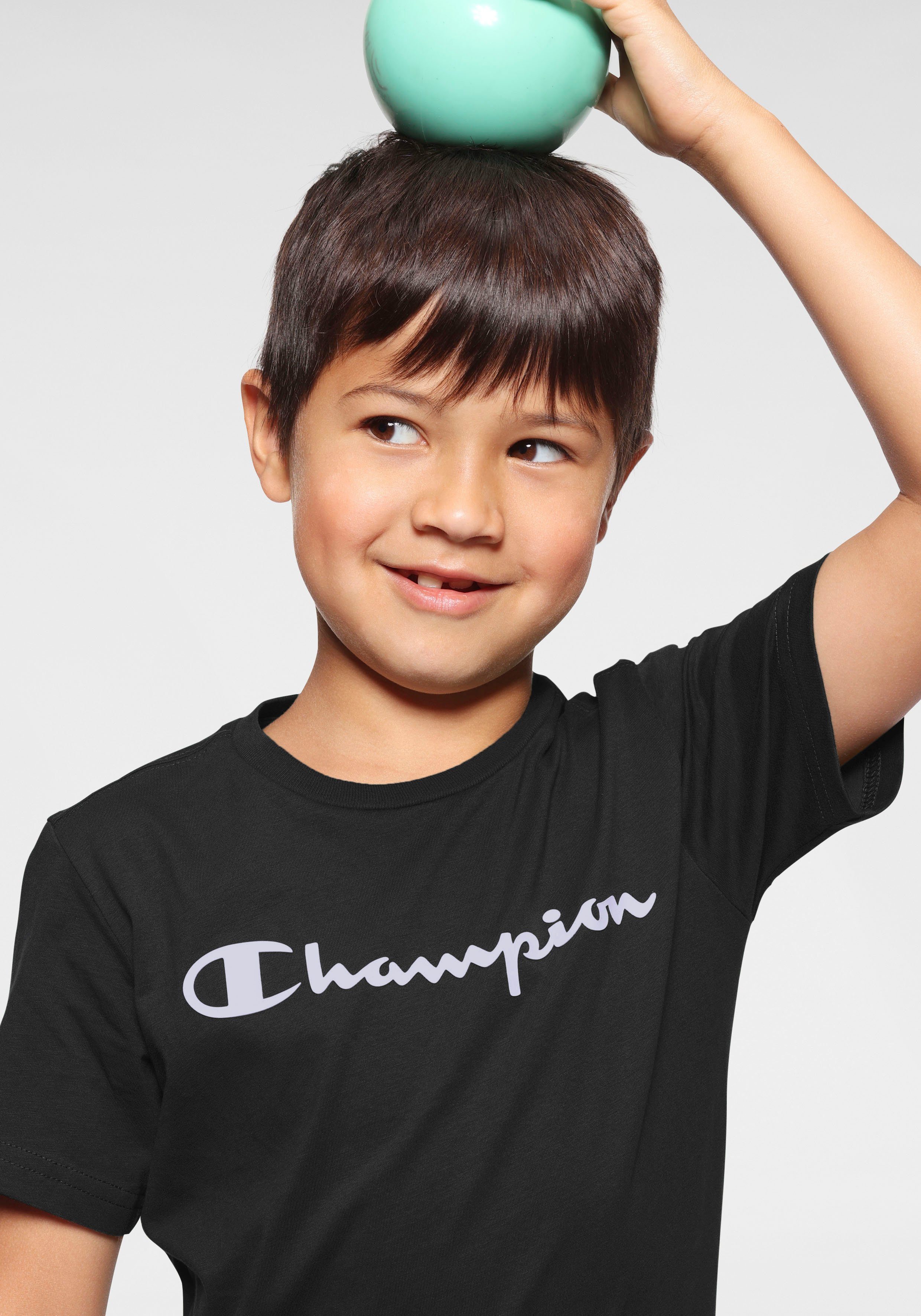 Champion T-Shirt (Packung, 2-tlg) Kurzarm, mit Logoschriftzug, aus Baumwolle und Polyester