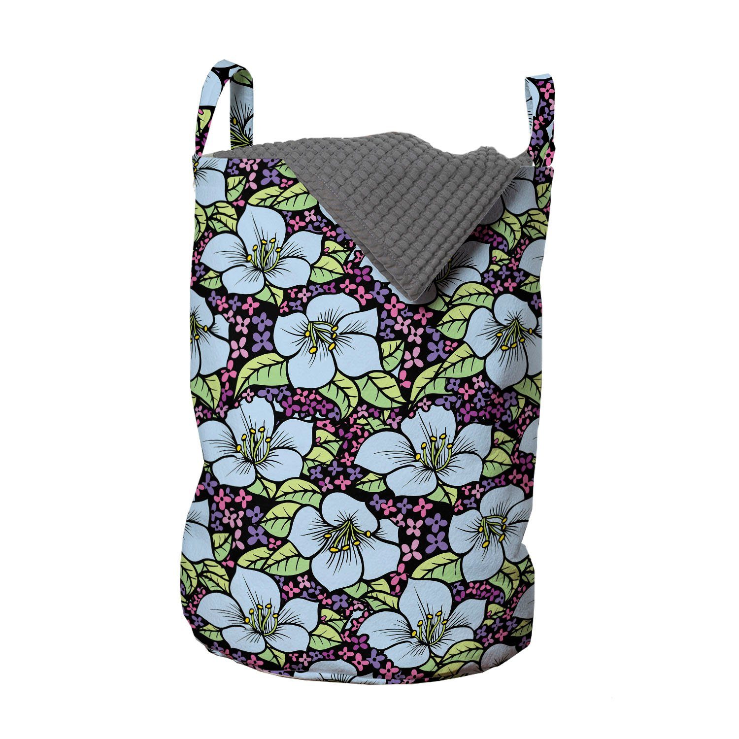 Abakuhaus Wäschesäckchen Wäschekorb mit Griffen Kordelzugverschluss für Waschsalons, Blume Art-Muster
