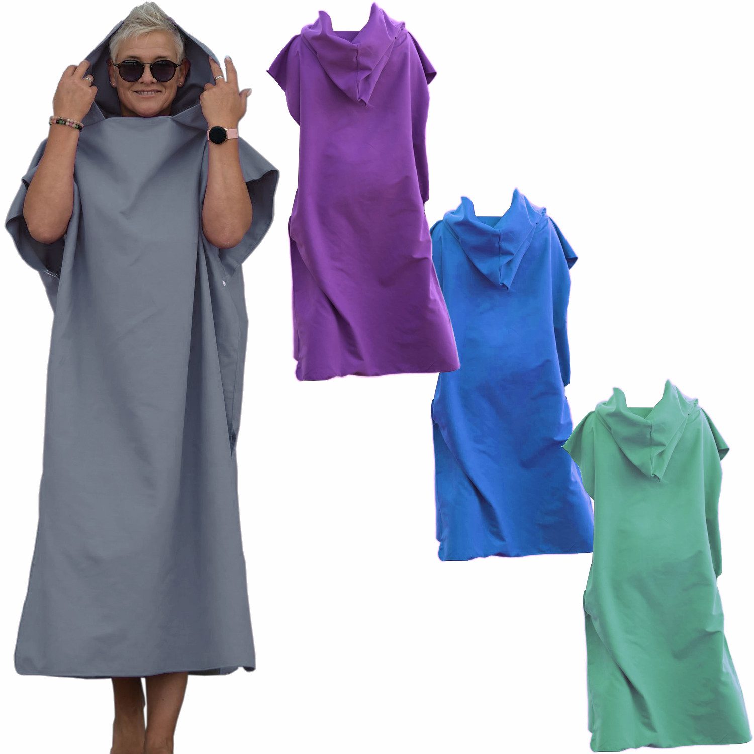 HEKERS Badeponcho Surfponcho aus Mikrofaser Badeponcho Umziehhilfe Strand U günstig online kaufen