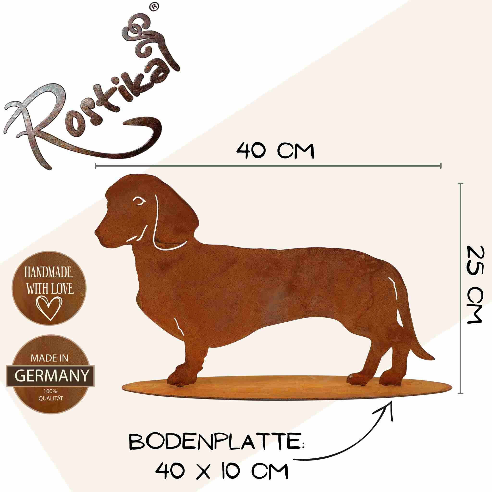 Rostikal Deko Gartendeko Metall, Rost Hundefigur Gartenfigur Dackel echter