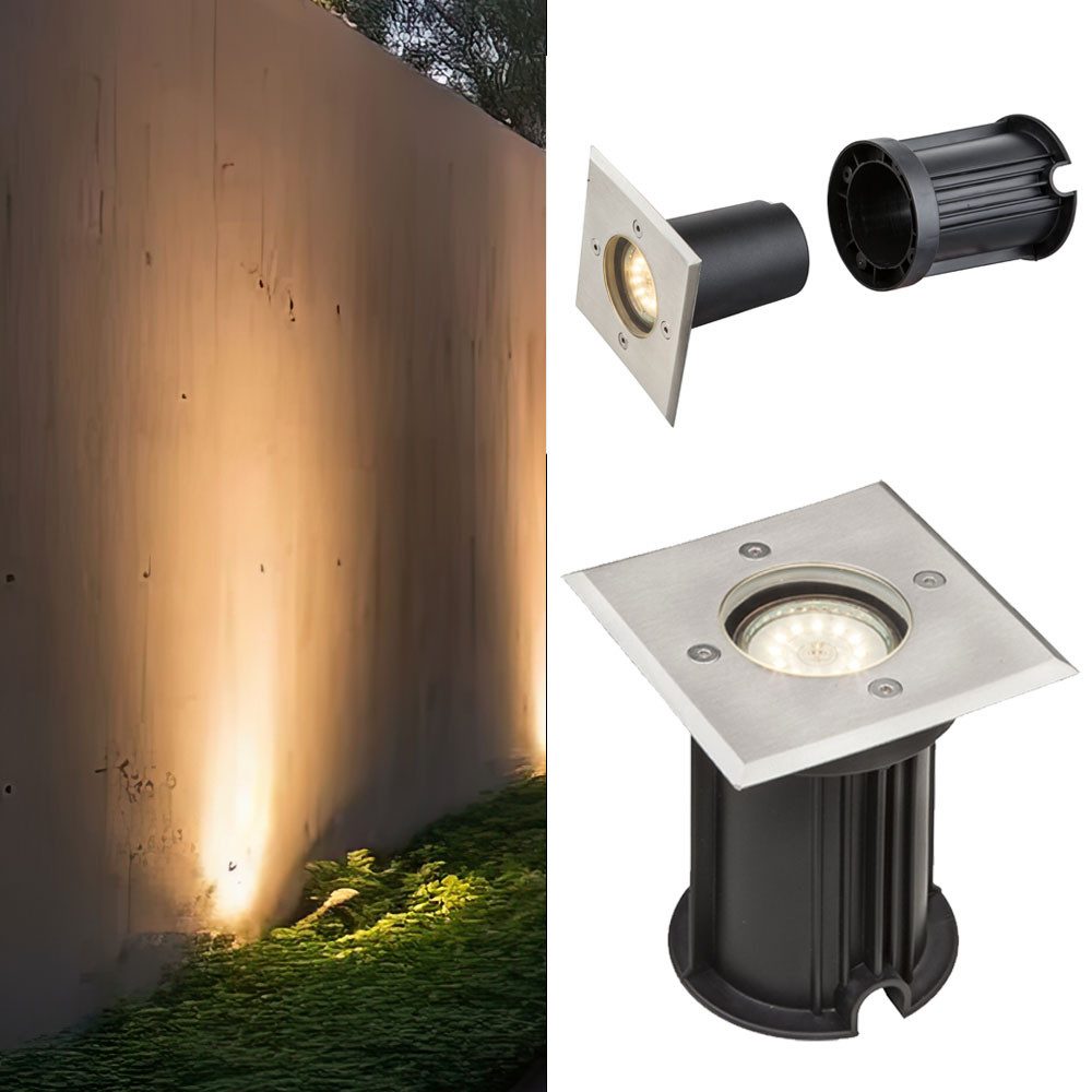 GLOBO LIGHTING LED Einbaustrahler, Leuchtmittel inklusive, Warmweiß, Außen Einbau Lampe Garten Einfahrt Strahler Weg Edelstahl Boden Spot