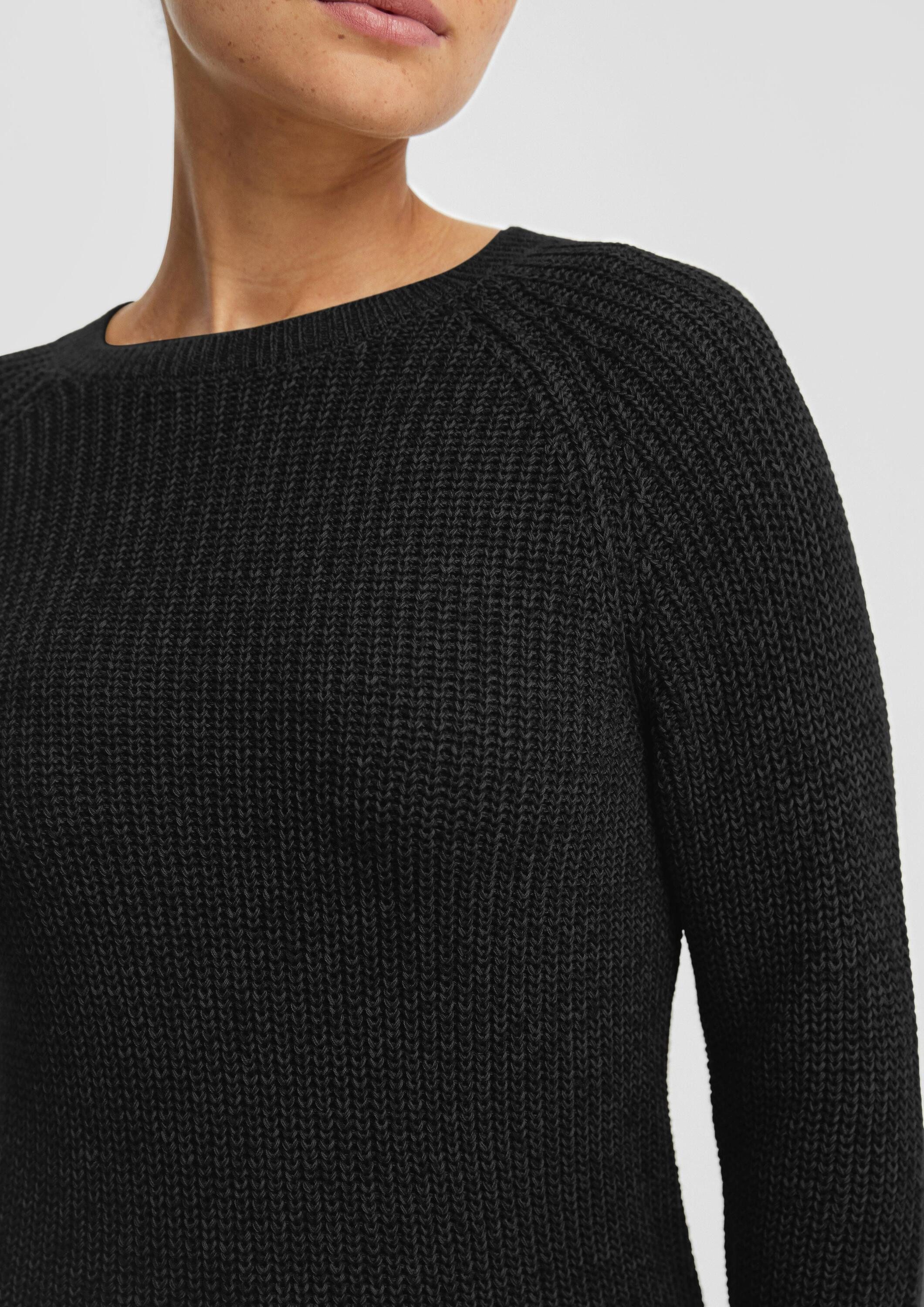QS Longpullover Strickpullover Melierter Strickpullover mit Raglanärmeln