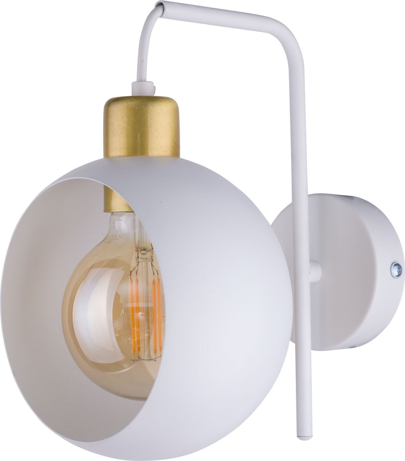 Leuchtmittel, Licht-Erlebnisse Flur Gold E27 Design Wandleuchte in Kugel Weiß Modern MAZAO, ohne Metall Wandlampe