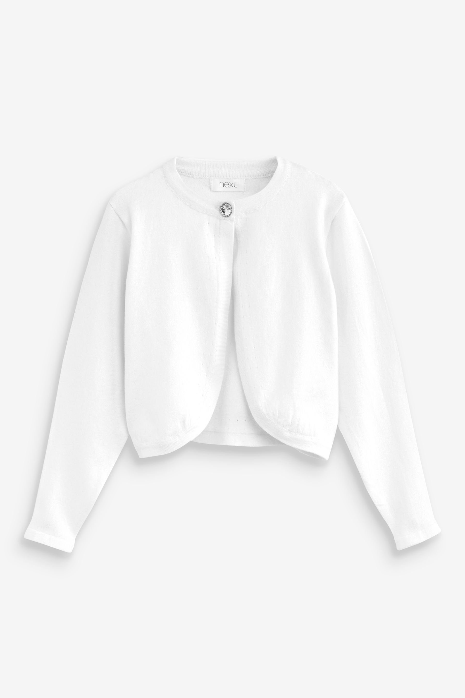 besondere Next (1-tlg) Strickjacke White Kurze für Anlässe Strickjacke