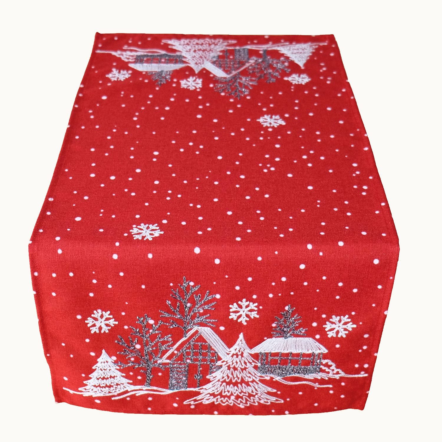 texpot Tischdecke Stickerei Winterdorf Weihnachten Winter (1-tlg)