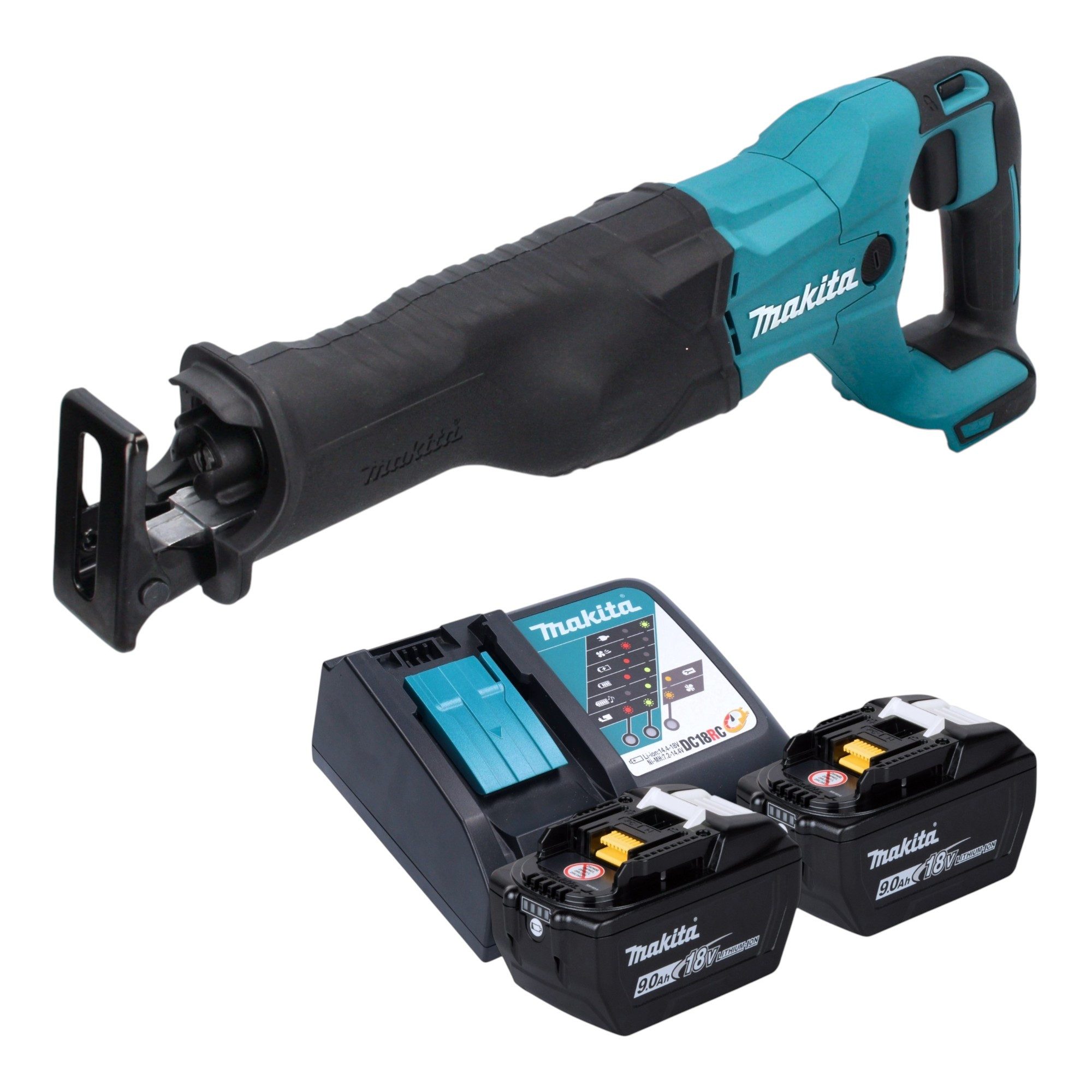 Makita Akku-Reciprosäge DJR 186 Z Säbelsäge 18 V + 2x Akku 9,0 Ah + Ladegerät