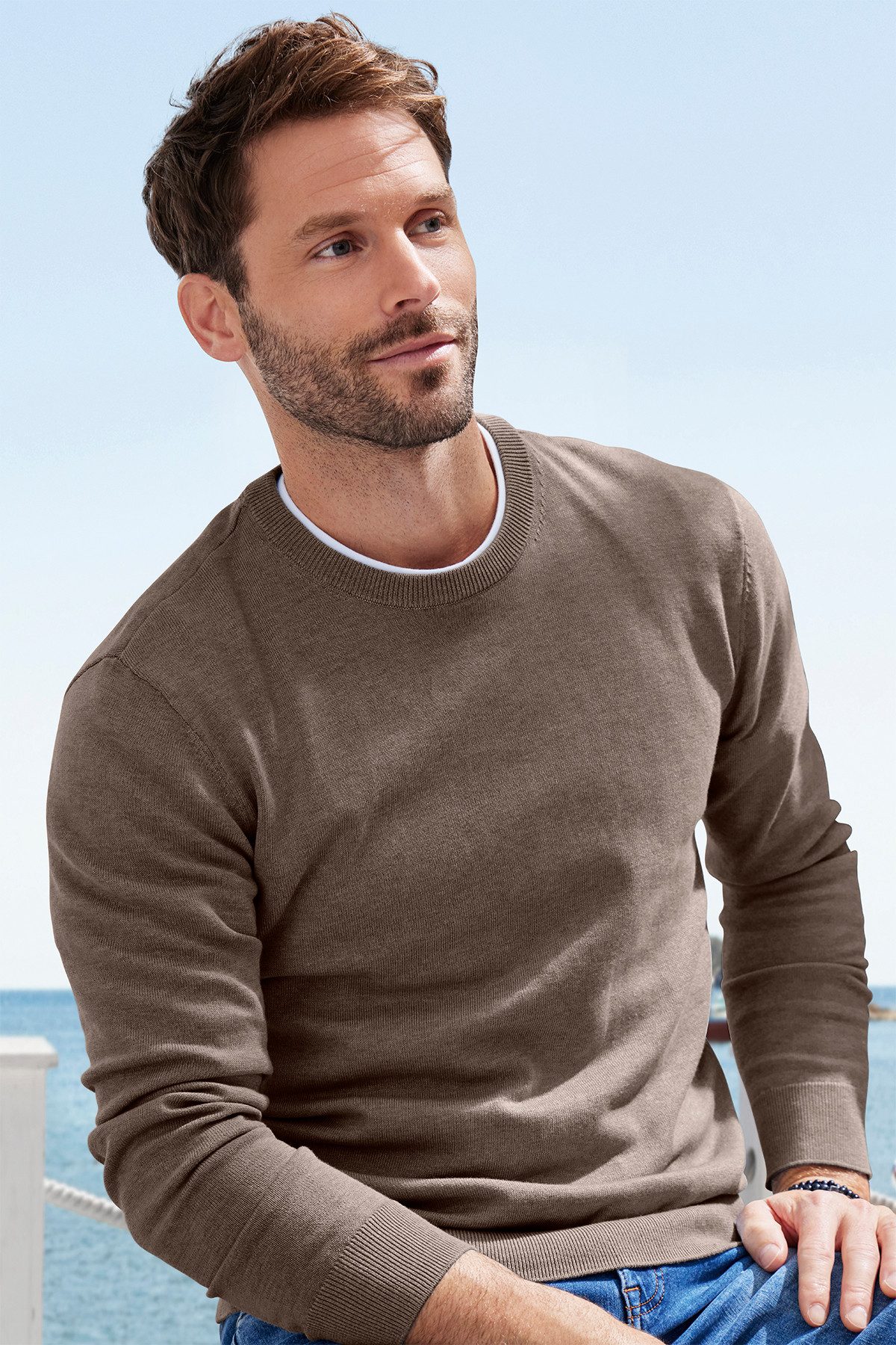 H.I.S Strickpullover Regular Fit, Langarm, Pullover aus Feinstrick, Baumwollmischung