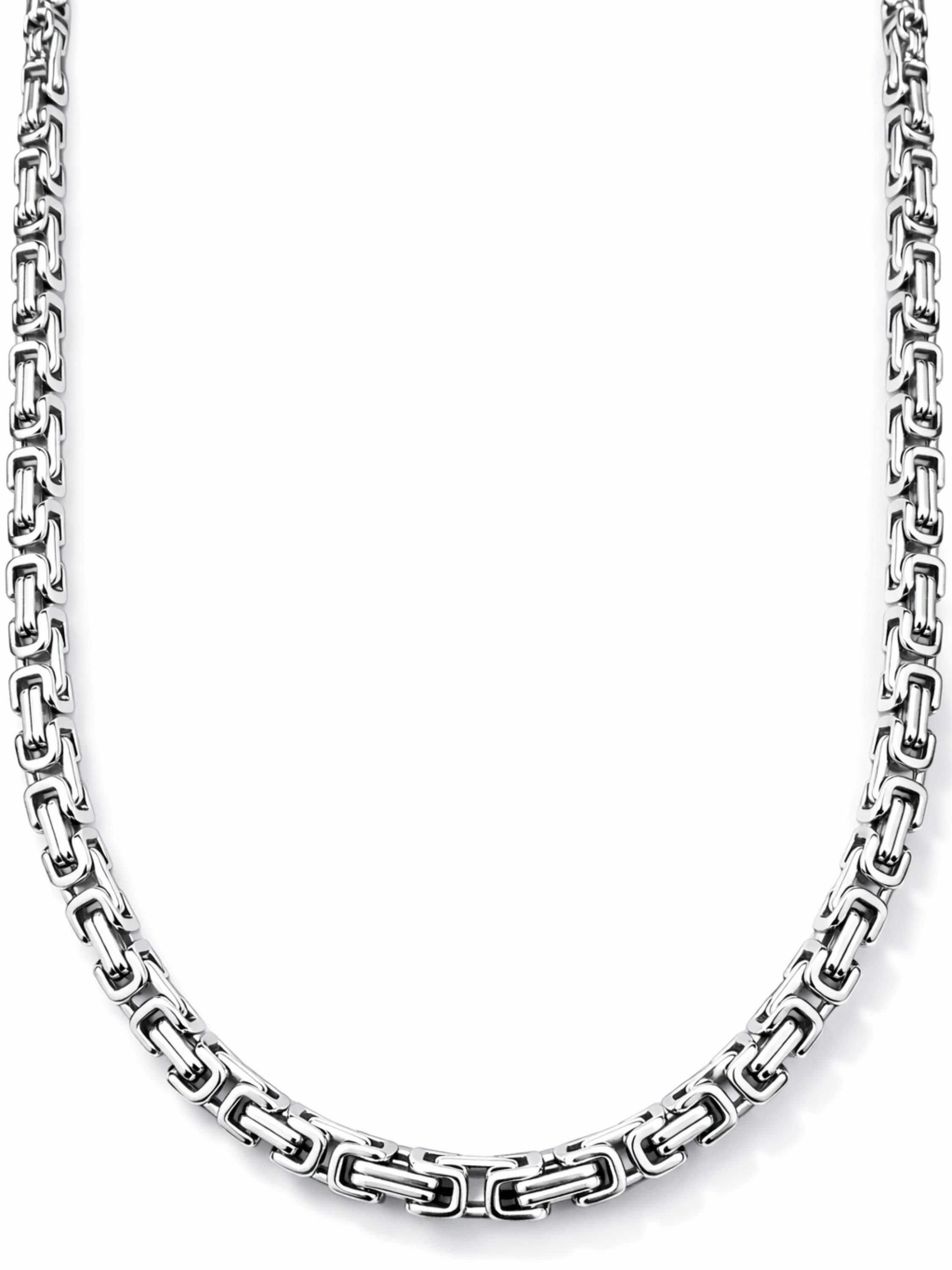 S&T Design Königskette Edelstahl Herren 60cm Halskette Männer Silber Byzant günstig online kaufen