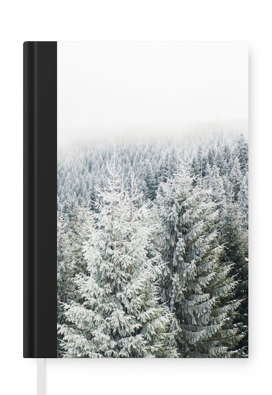 MuchoWow Notizbuch Wald Merkzettel, - Tagebuch, Haushaltsbuch Schnee Seiten, A5, - - 98 Notizheft, Jahreszeiten Winter Journal, - Tannenbaum