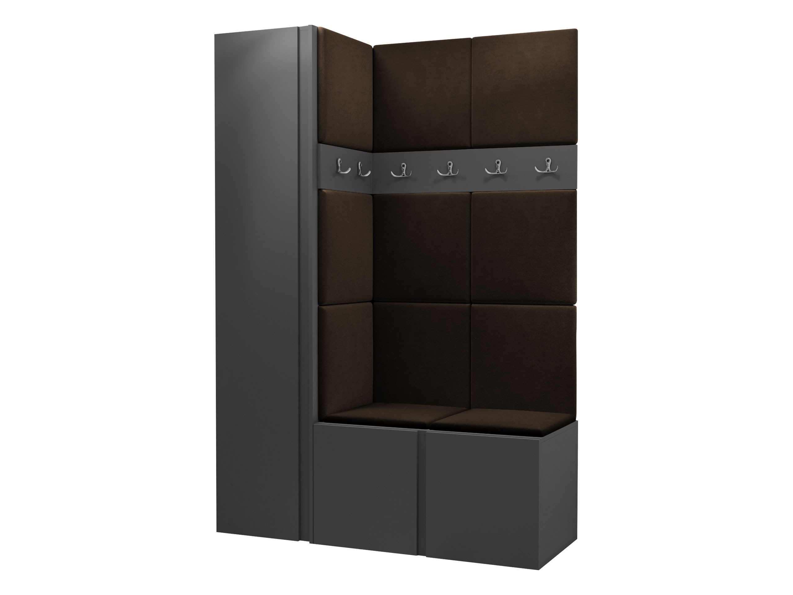 MIRJAN24 Garderoben-Set Orion IX, (Komplett-Set, mit Schuhschrank, Schrank, 2x Kleiderhakenbrett, Paneel 11x 42x42), Auswahl aus Fronten und Polsterplatten