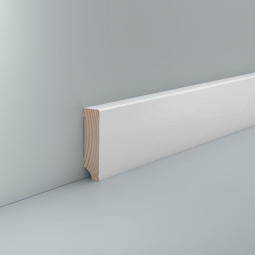 Südbrock Sockelleiste Sockelleiste weiß Holz 16 x 60 mm Kiefer lackiert RAL 9016 Fußleiste, L: 250 cm, H: 6 cm, 1-St.