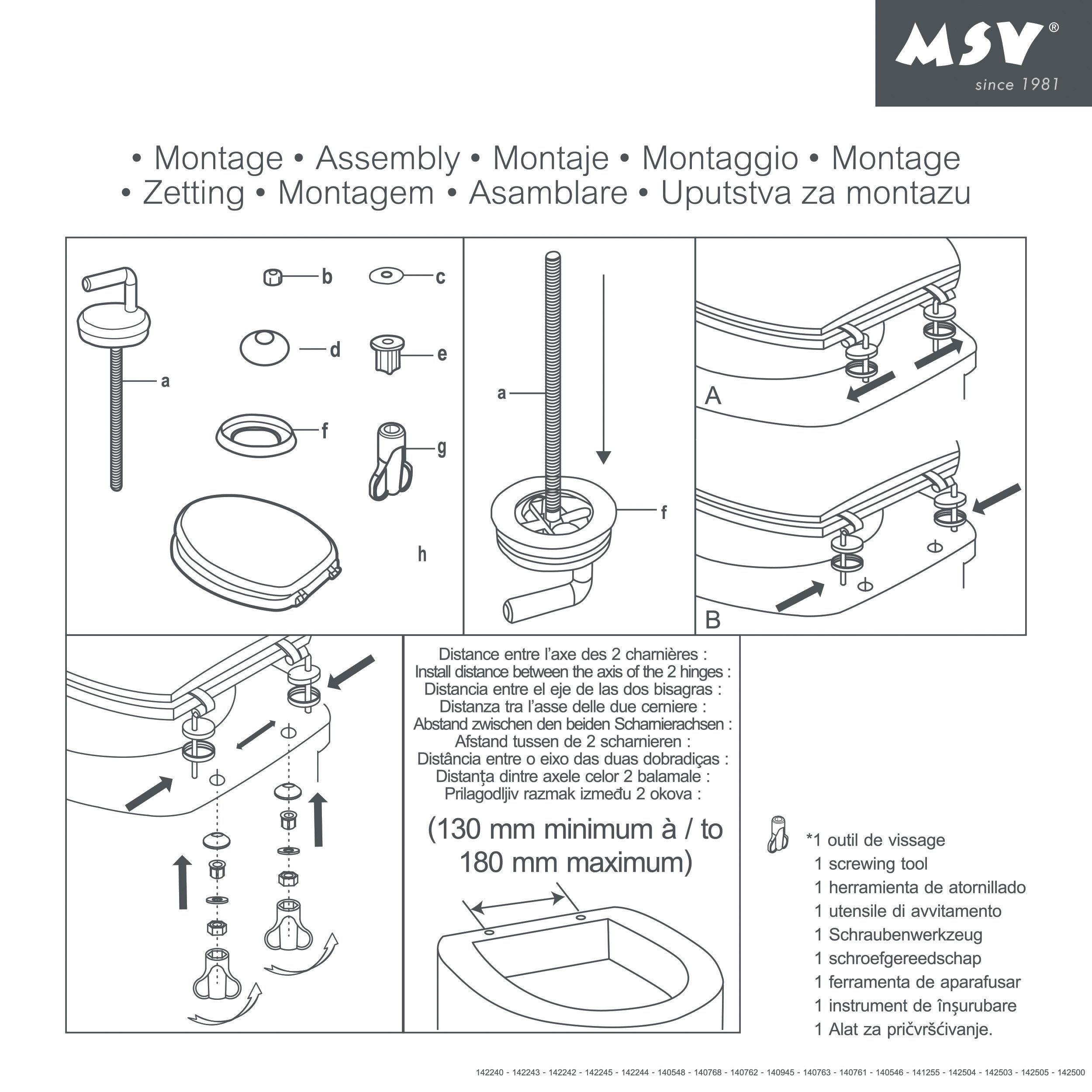 MSV WC-Sitz MSV WC Sitz Toilettendeckel MDF Holzkern "Rain Forest" Scharniere