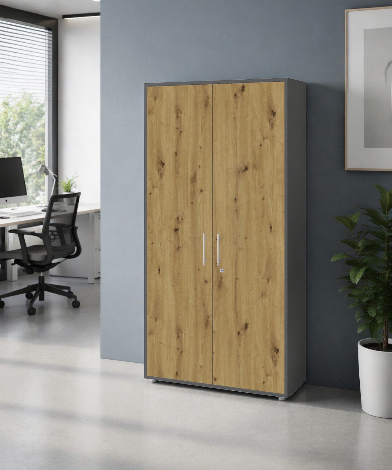 BMG Möbel Aktenschrank Office Edition abschließbar, 5 Ordnerhöhen, Platz für über 45 DIN A4 Ordner