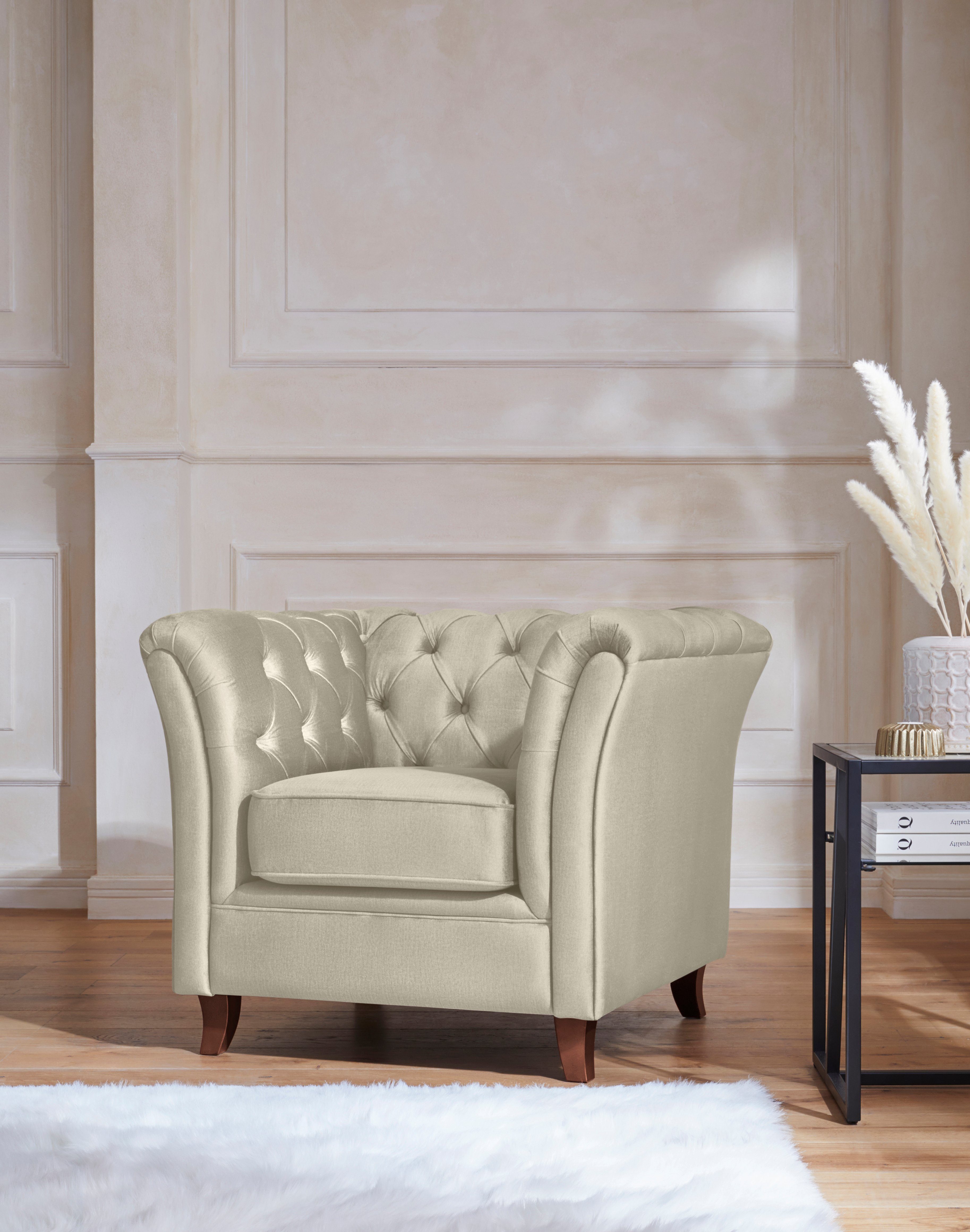 Home affaire Chesterfield-Sessel Reims Cocktailsessel, Sessel, mit echter Chesterfield-Knopfheftung, hochwertige Verarbeitung