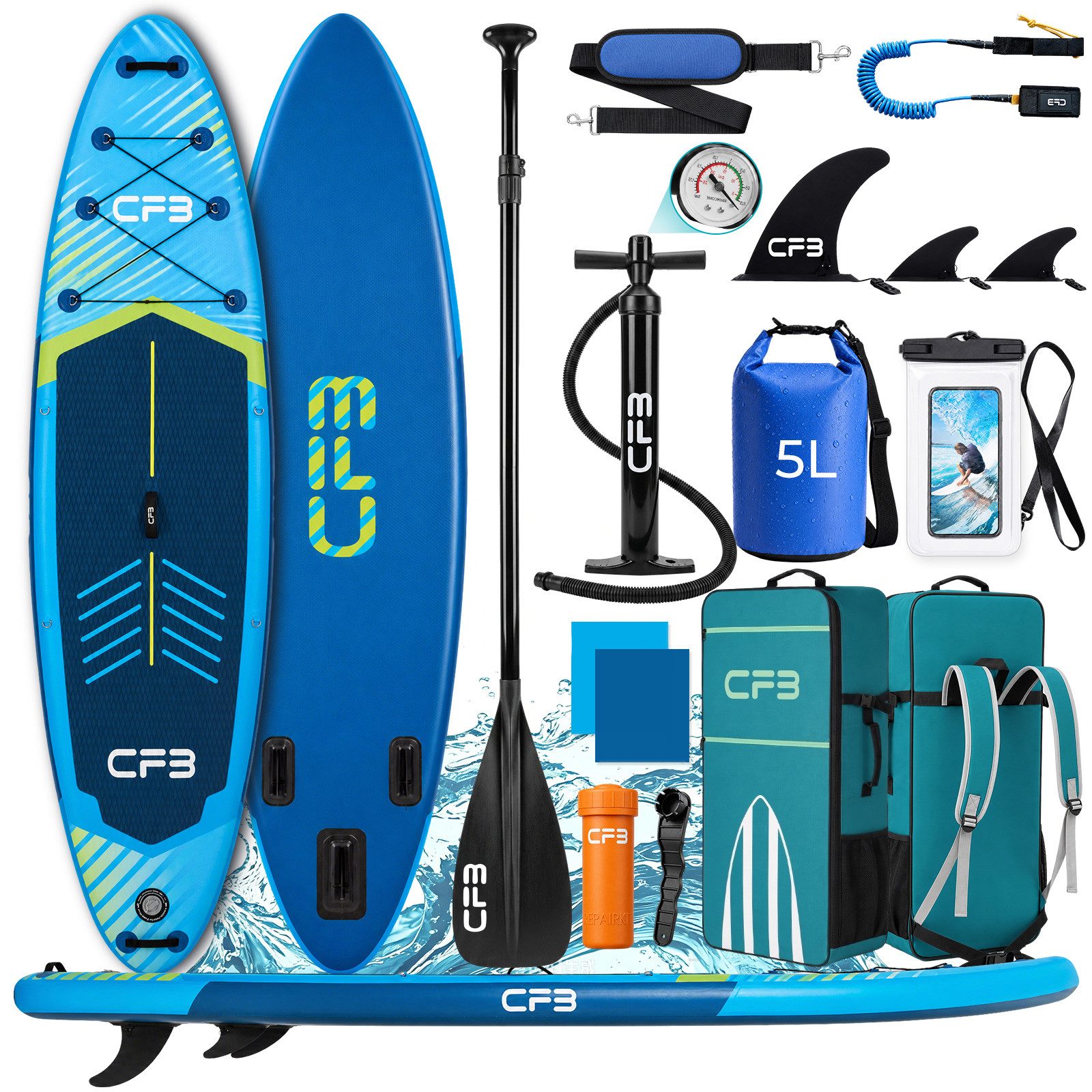 SUP-Board Set 320x84x15 cm, Belastbarkeit 160 kg