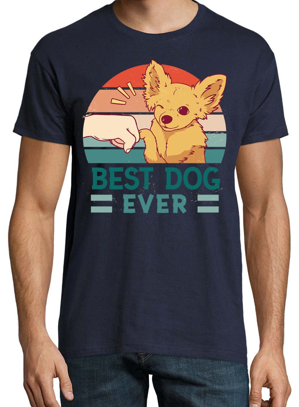 Best T-Shirt Designz Youth Frontdruck Dog Ever T-Shirt Trendigem mit Herren Navy