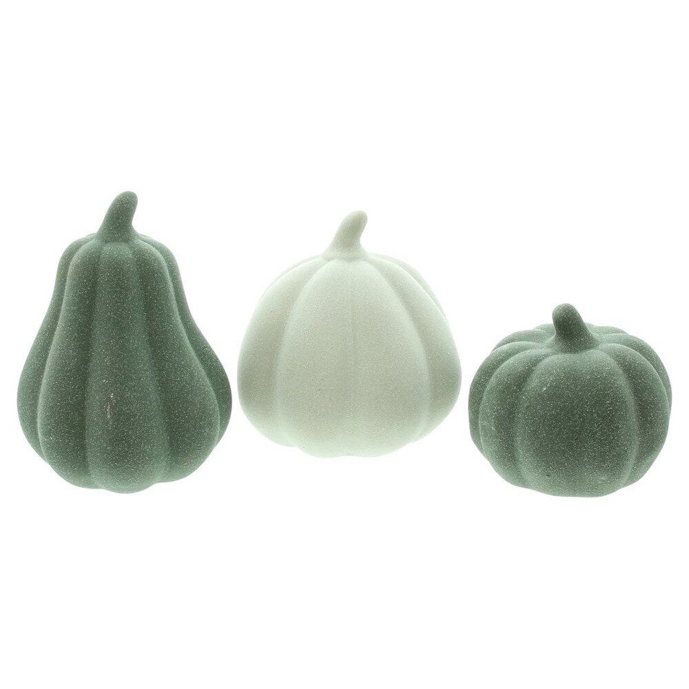 Home-trends24.de Dekofigur Kürbis Grün Figur Herbst Deko Terracotta Halloween 3er Set (3 St)