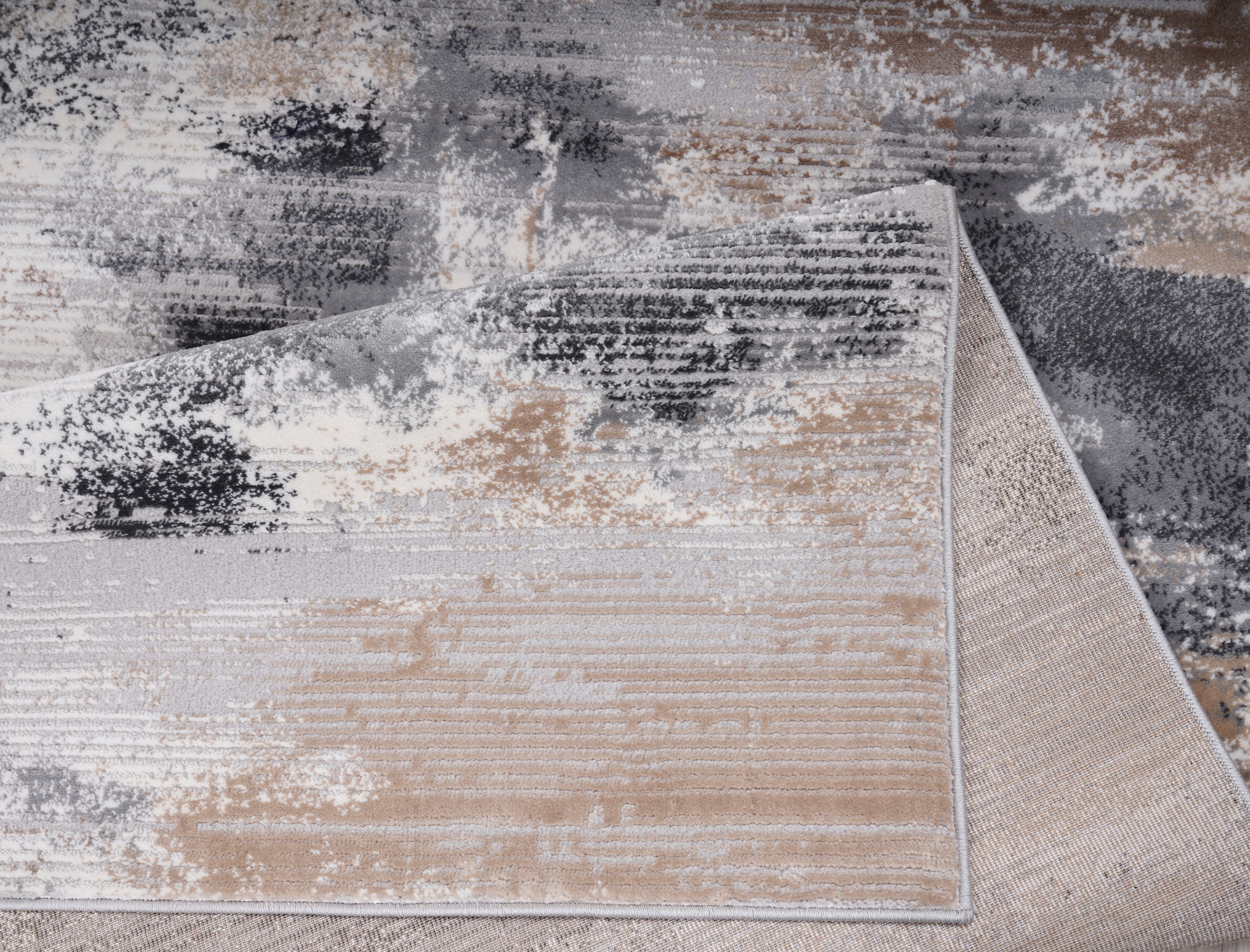 Teppich Oleas, Leonique, rechteckig, abstraktes 24 Haptik, pflegeleicht grau mm, Höhe: Vintage-Look, weiche Design