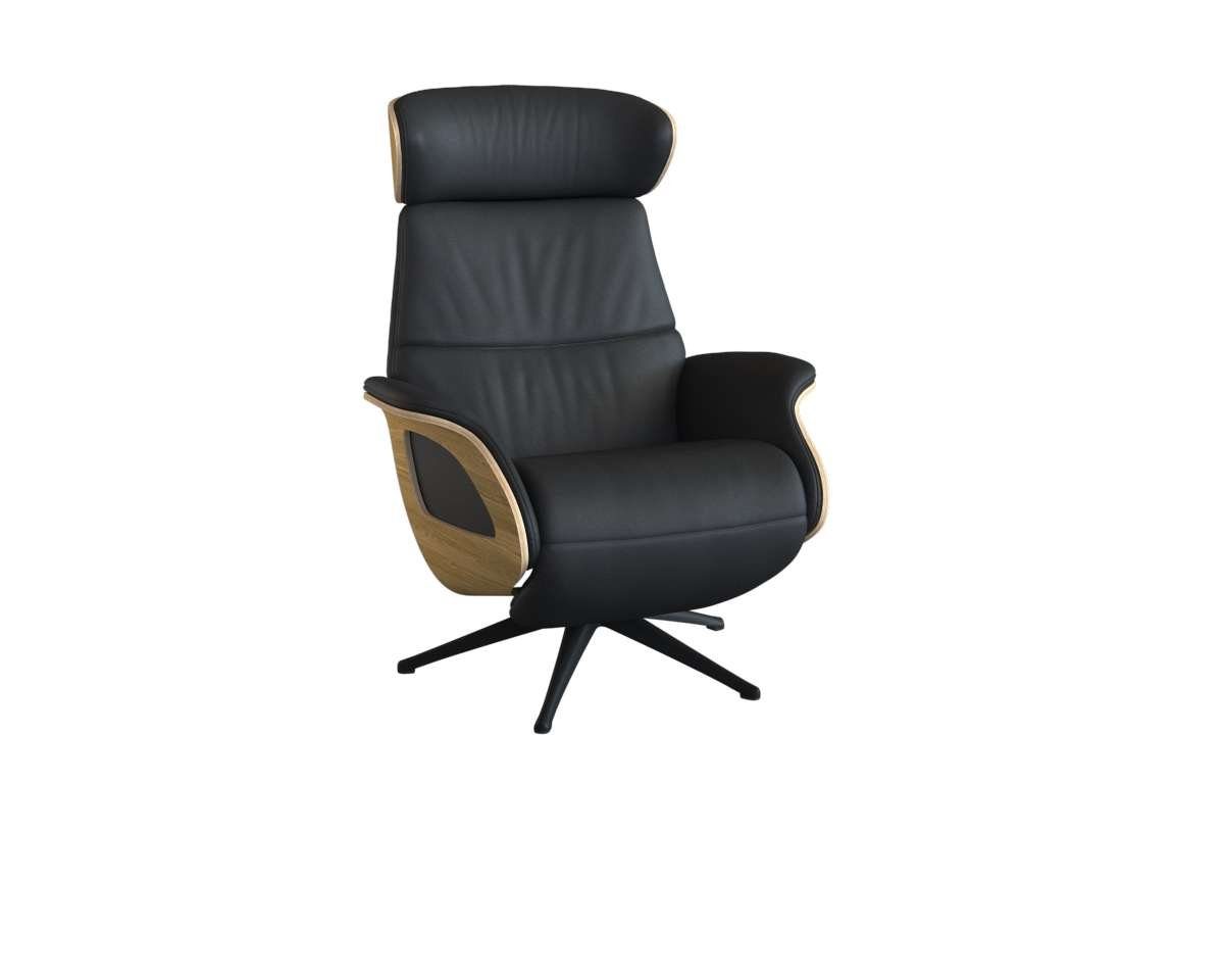 FLEXLUX Relaxsessel Clement elektrischer Funktionsessel, Größe M, Rücken & Fußteil elektrisch, Akku, Arml. Eiche, Fuß schwarz