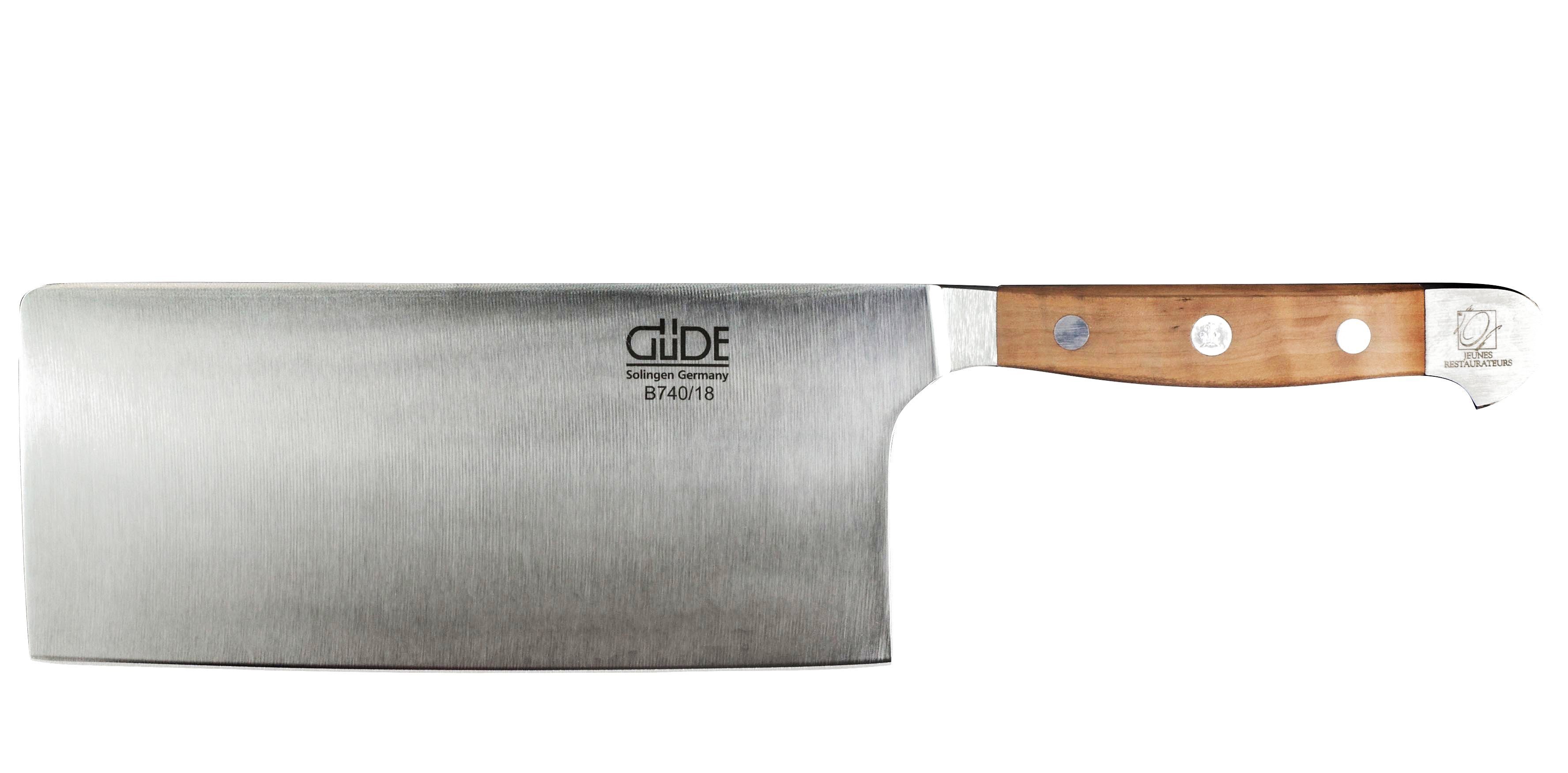 Güde Messer Solingen Schale Alpha Birne, Messerstahl, Chinesiches Kochmesser 18 cm - CVM-Messerstahl - Griffschalen