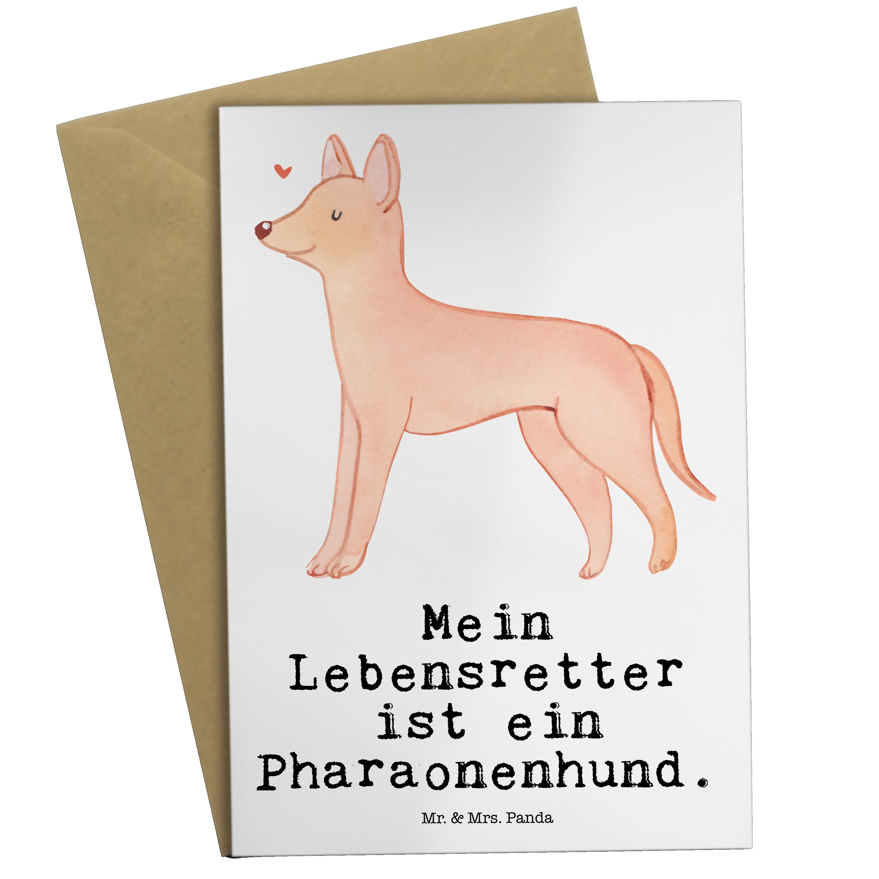 Mr. & Mrs. Panda Grußkarte Pharaonenhund Lebensretter - Weiß - Geschenk, Geburtstagskarte, Hochz